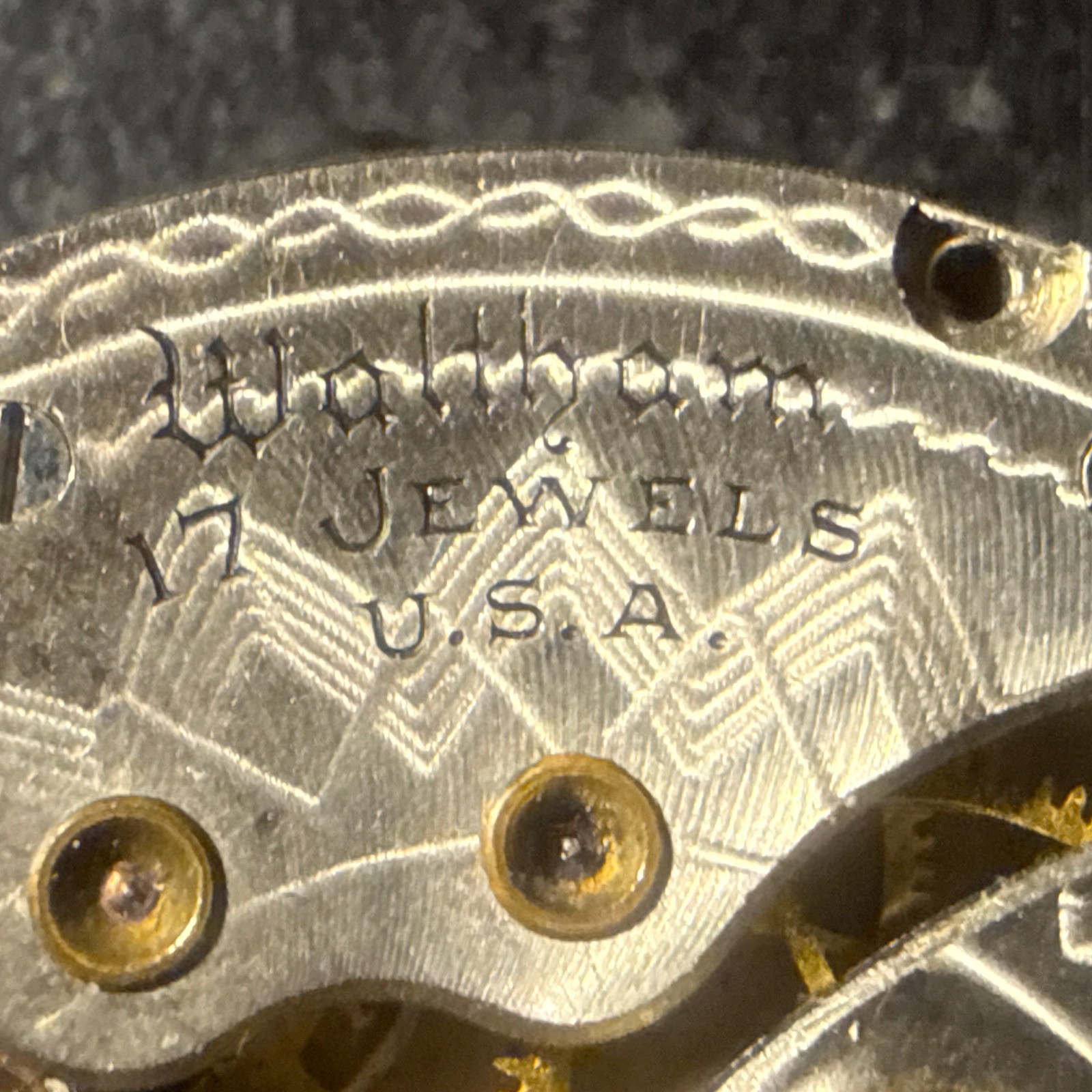 Vintage Waltham 17J Model 1894 Grade 225 Watch Movement With Dial Parts/Repair