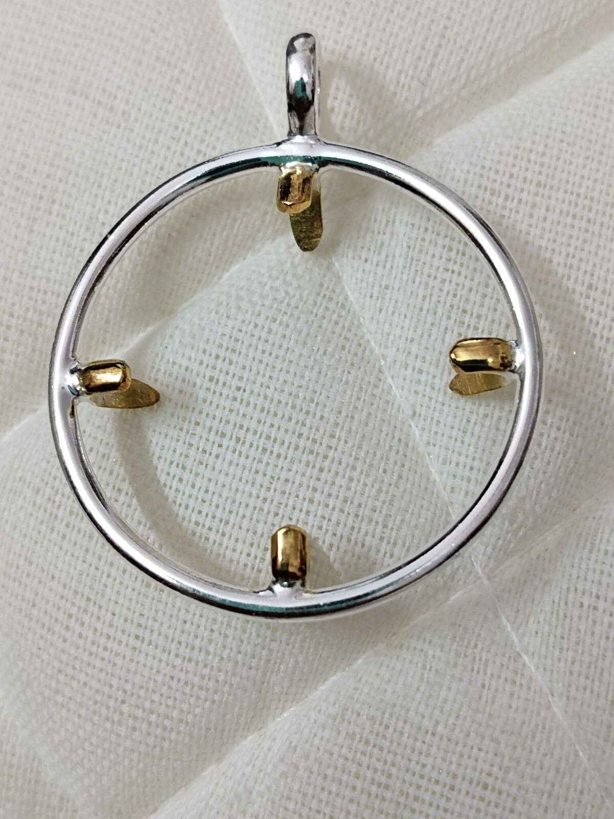 925 Sterling Silver Round Pendant setting prong Blank Bezel Holder Coin