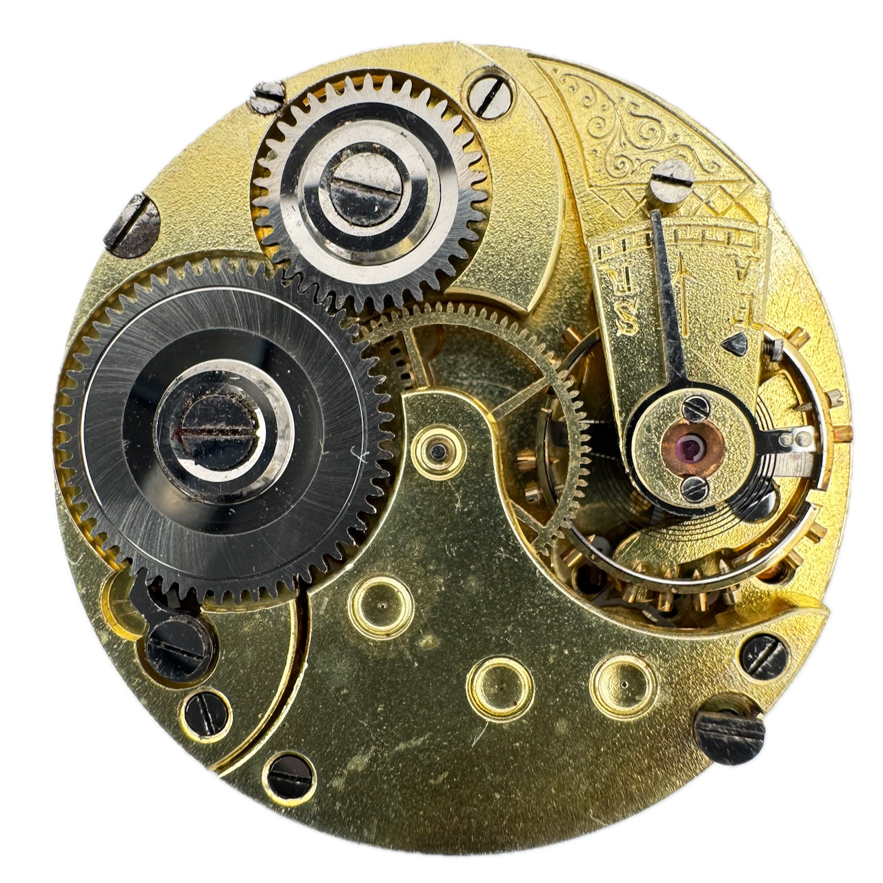 Antique 28.5mm Unbranded Gold Markers Mechanical Open Face Pocket Watch Movement