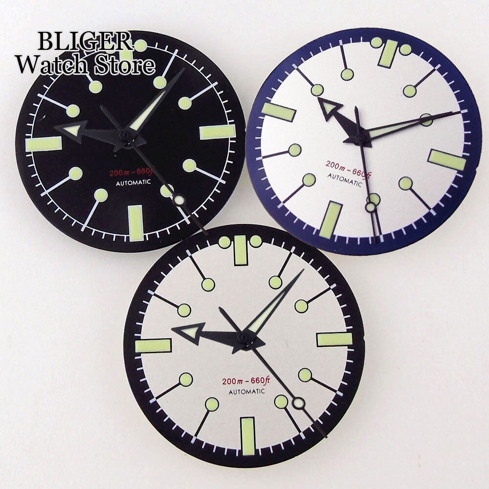 31mm Red Blue White Black Watch Dial for NH35 NH36 PT5000 Movement Green Lume