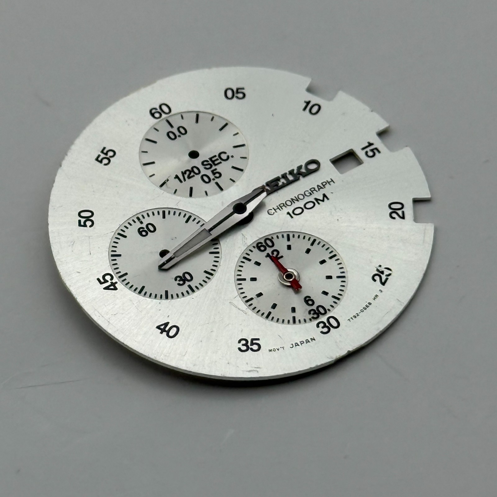 Seiko 7T92-0SE8 Watch Dial Chronograph 100M Silver Japan Spare Parts Repair 31mm