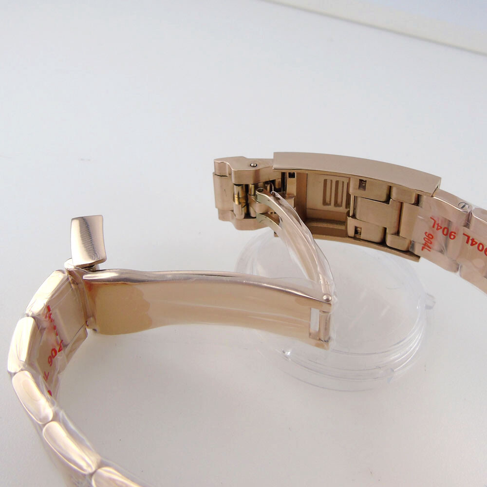 38mm Rose Golden Watch Case Sapphire Glass Ceramic Bezel For NH35 NH36 movement
