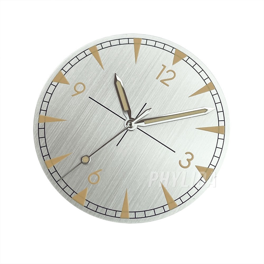 33.2mm Silver Sterile Watch Dial with Brushed Rail and Hands for NH38 NH35