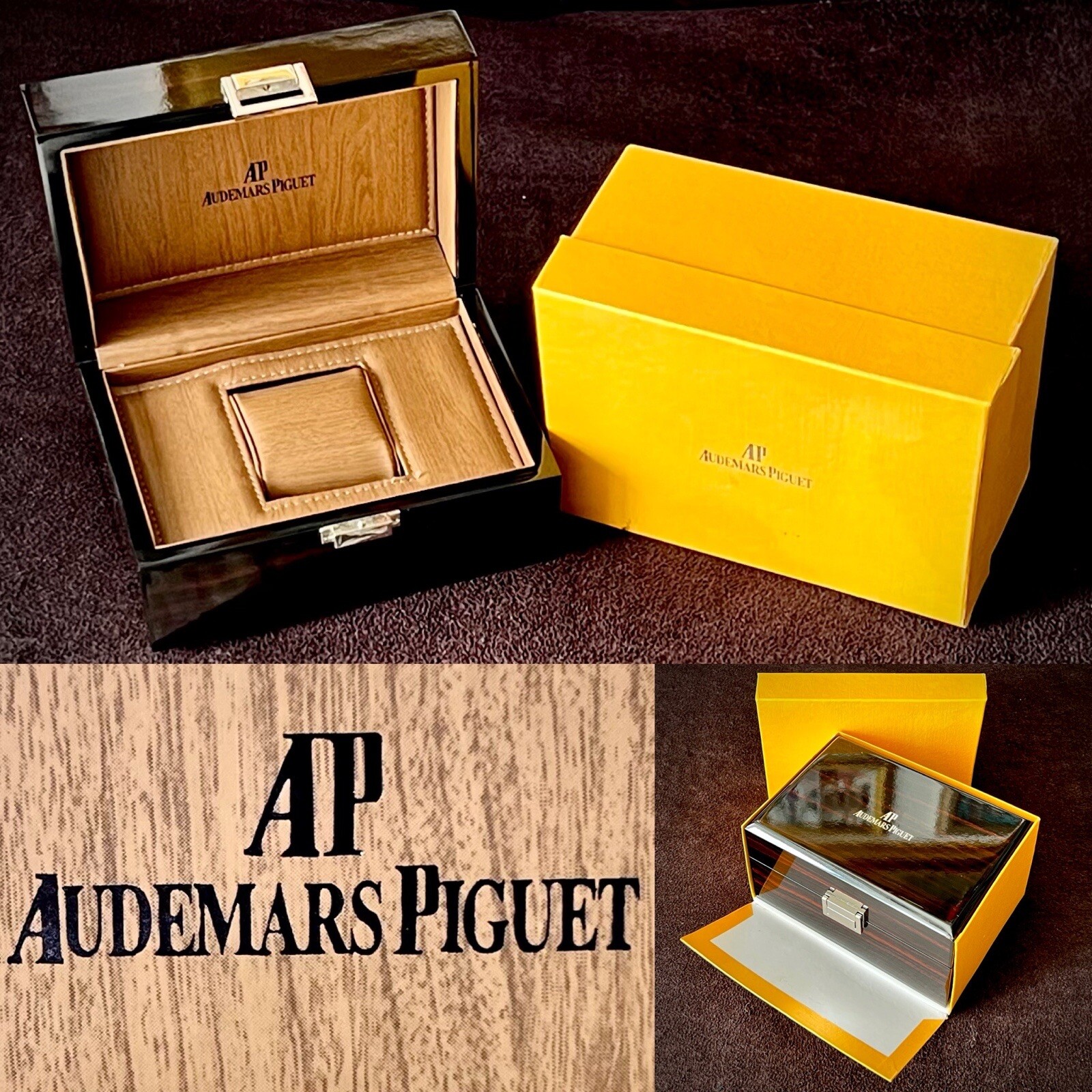 Original Swiss “Audemars Piguet” Walnut Watch Case & Outer Box (8”x6”x 6”, 935g)