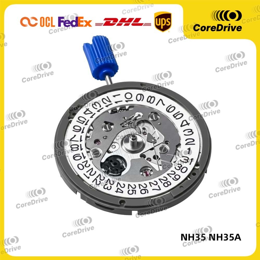 NH35 NH35A Automatic Watch Movement Date at 3 O’Clock White Date Disc Coredrive