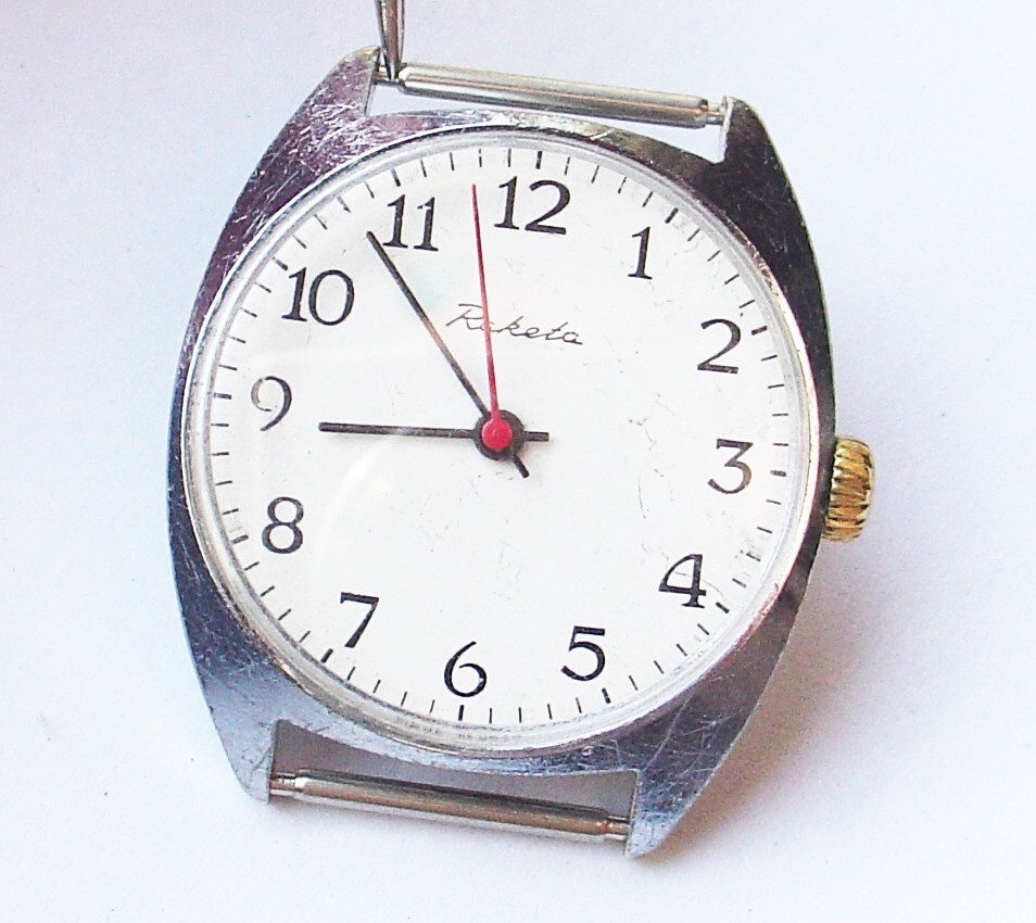 Rare Vintage Raketa Russian Soviet watch mov 2609.HA White Dial USSR SERVICED
