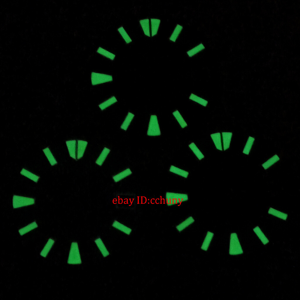 29mm Black/blue/ white Watch Dial Green luminous fit NH36 NH36A movement