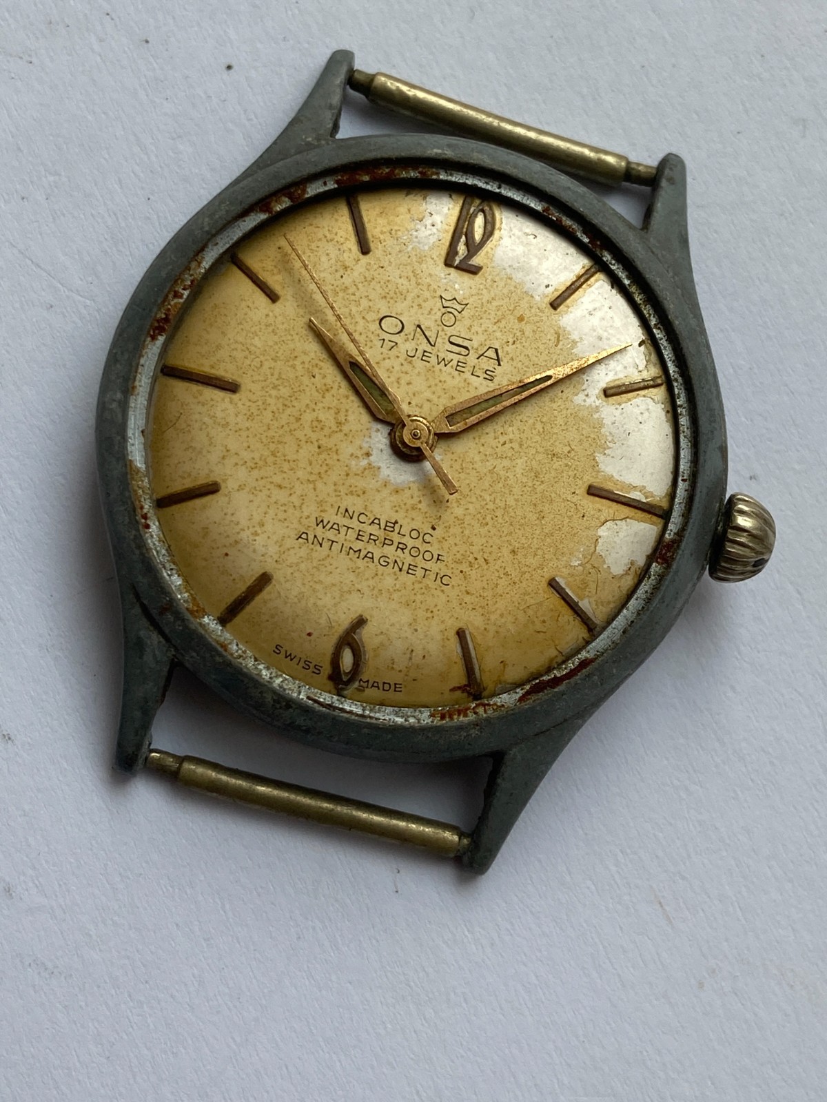 Vinatage MEN watch parts MOVMENT ONSA 17 JEWELS SWISS MADE CAL AS ST 1686