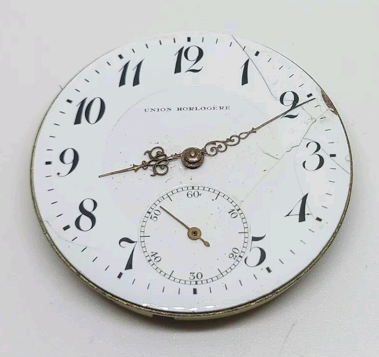 Vintage Union Horlogere Mechanical Pocket Watch Movement For Repair 42.9mm