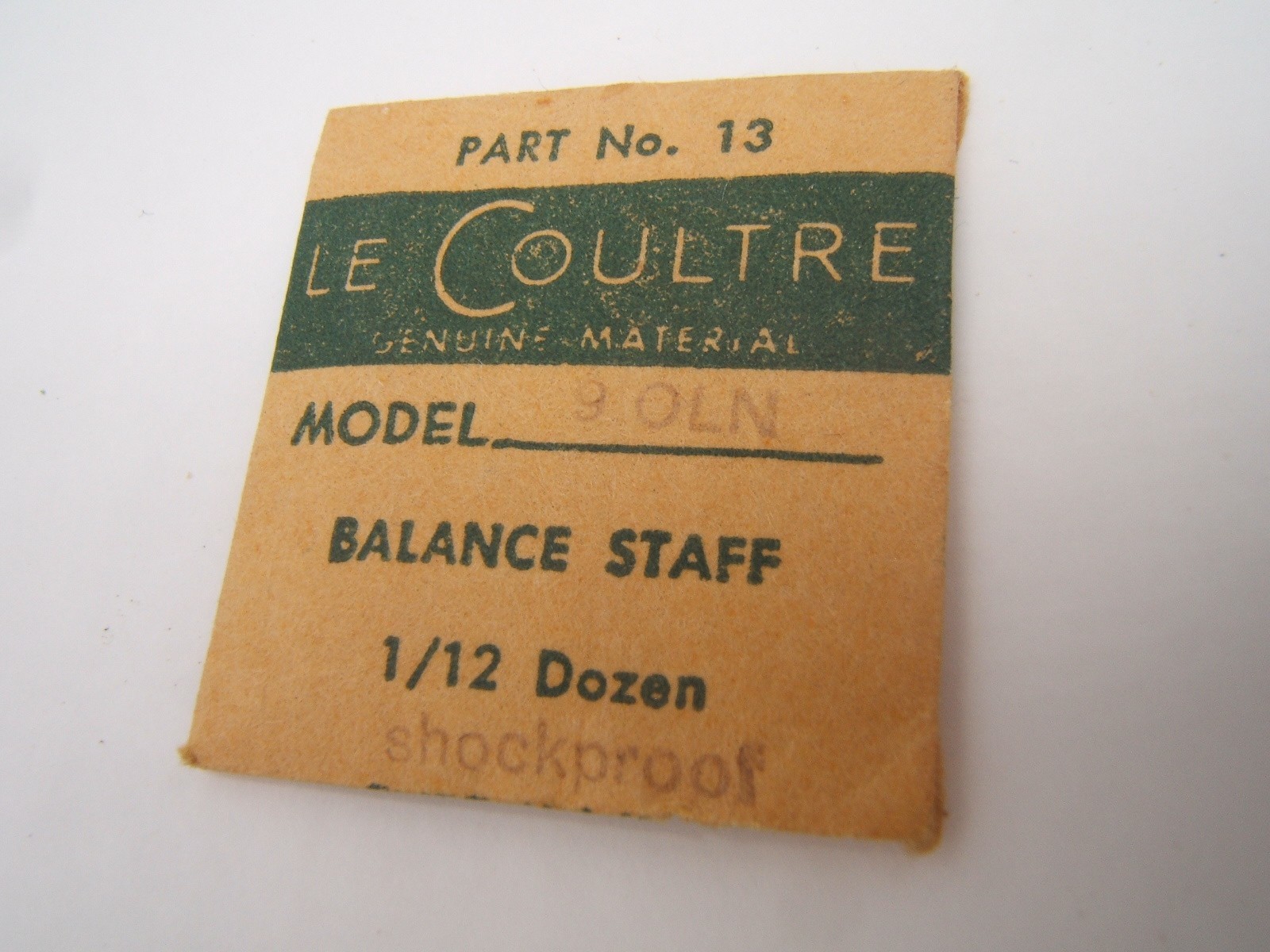 NOS LE COULTRE MODEL 9 OLN BALANCE STAFF SHOCKPROOF PART NO 13