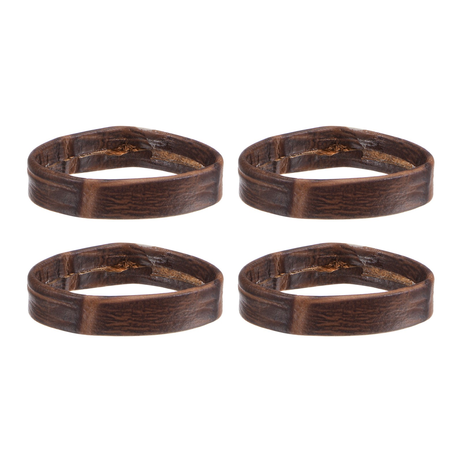 4 Pcs PU Leather Loops Retaining Ring for 24mm Width Watch Band, Dark Brown