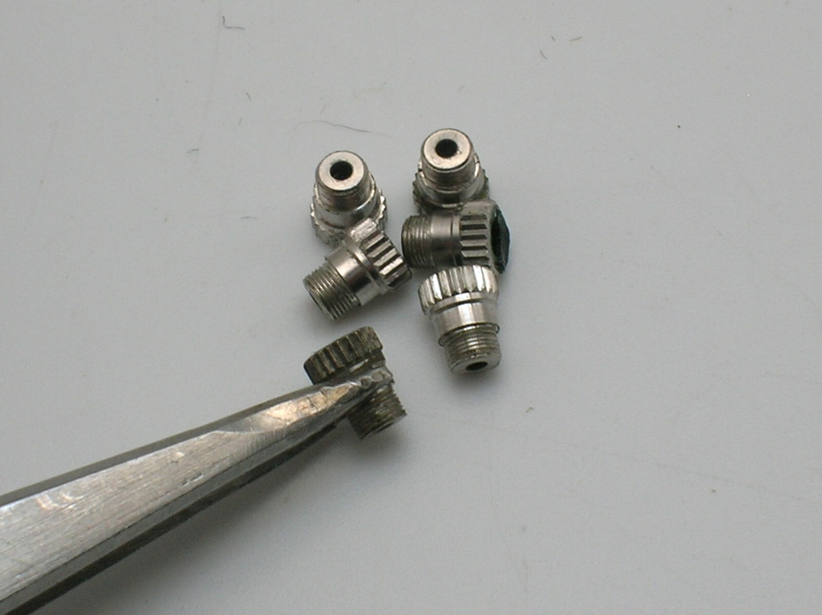 SIX OMEGA(?) CHRONOGRAPH WATCH PUSH BUTTON SLEAVES 3.6 MM IN DIAMETER -14 OF 24