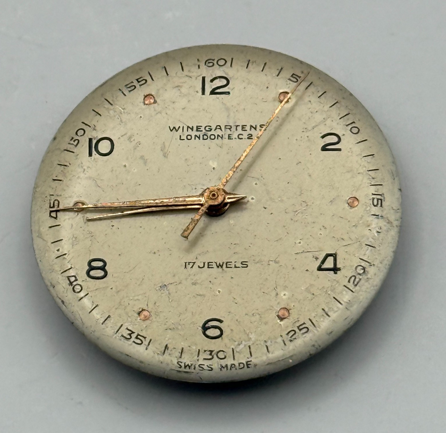 Winegartens London Watch Movement Running 17 Jewels Manual Wind Parts 23.5mm