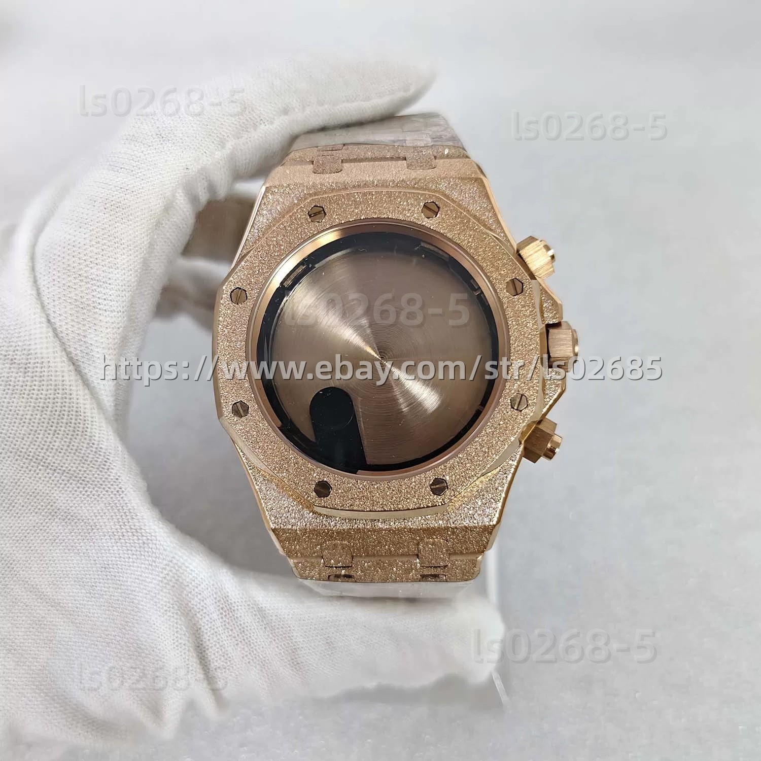41mm Octagonal Rose Gold Case For VK63 Chronograph Quartz Movement