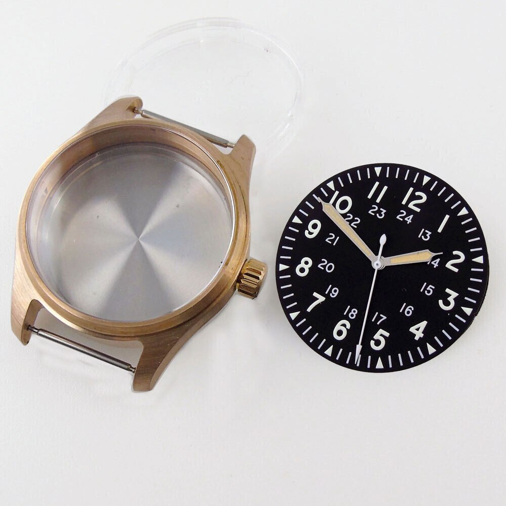 39mm Diver Watch Case CUSN8 Bronze Sapphire Crystal Fit NH35 NH36 ETA2824 PT5000