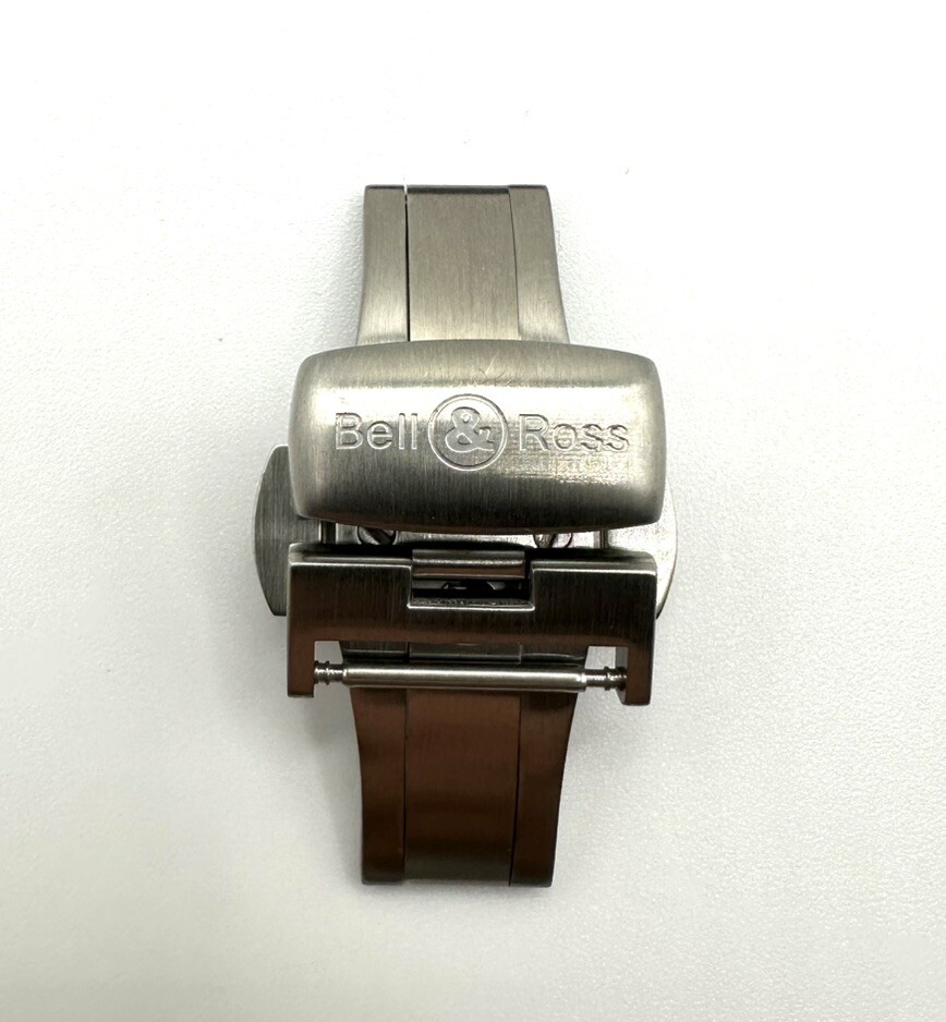 New Genuine Bell & Ross 16mm Matte S/S Deployment Folding Clasp With Pusher
