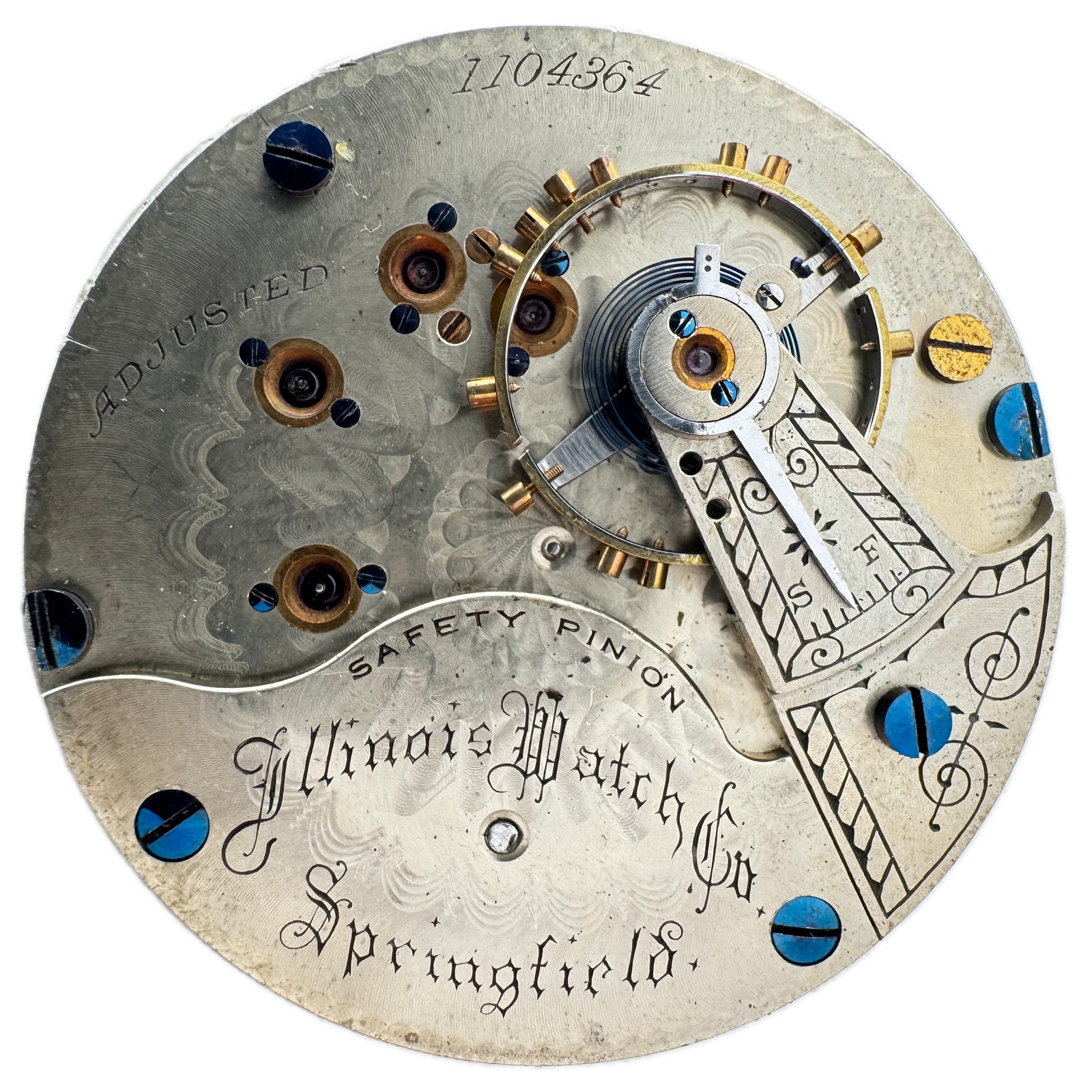 Antique 18s 1891 Illinois Roman Morning Glory Hands Pocket Watch Movement 65 USA