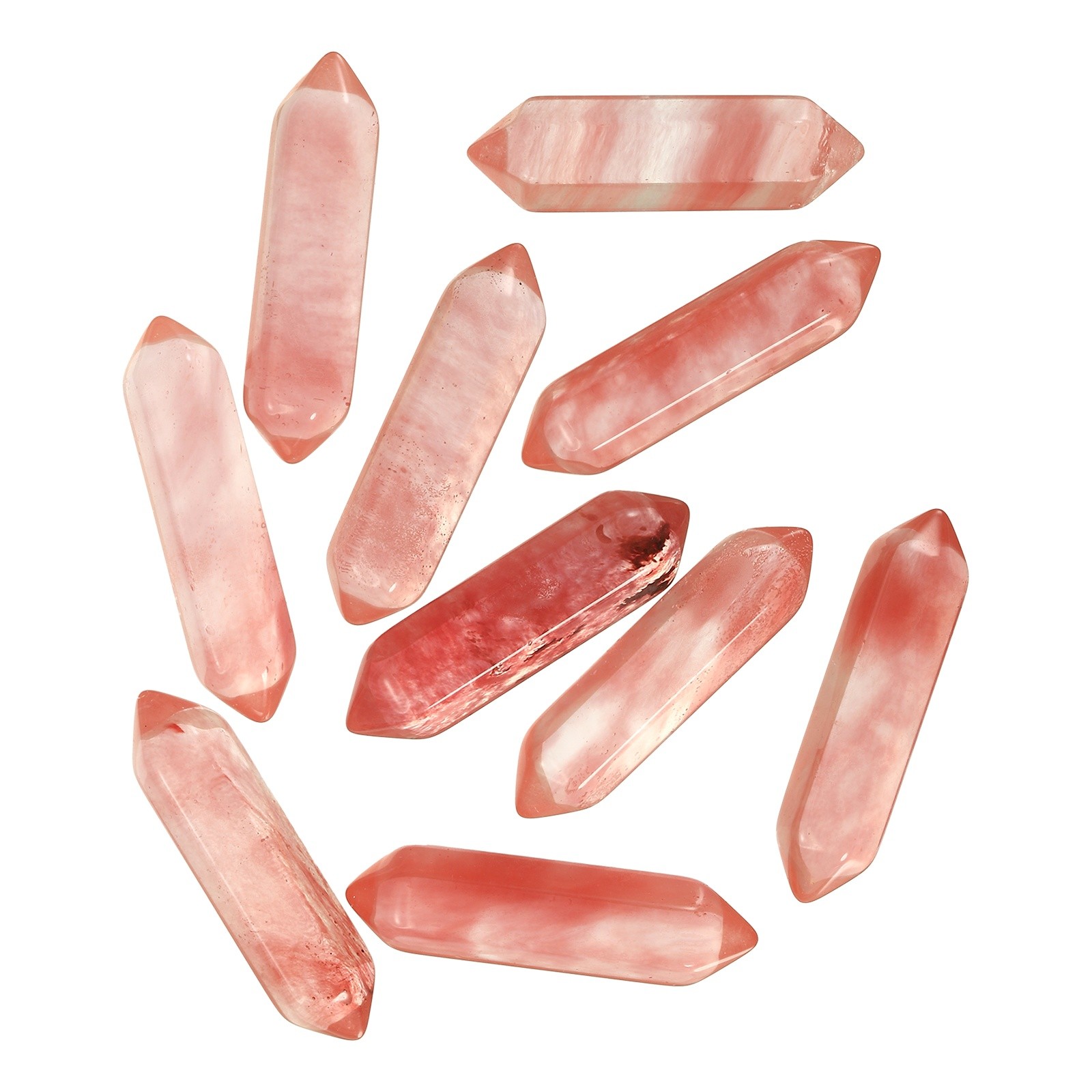10 Pack Pink Carnelian Agate Quartz Crystals, Polished Crystals Bulk