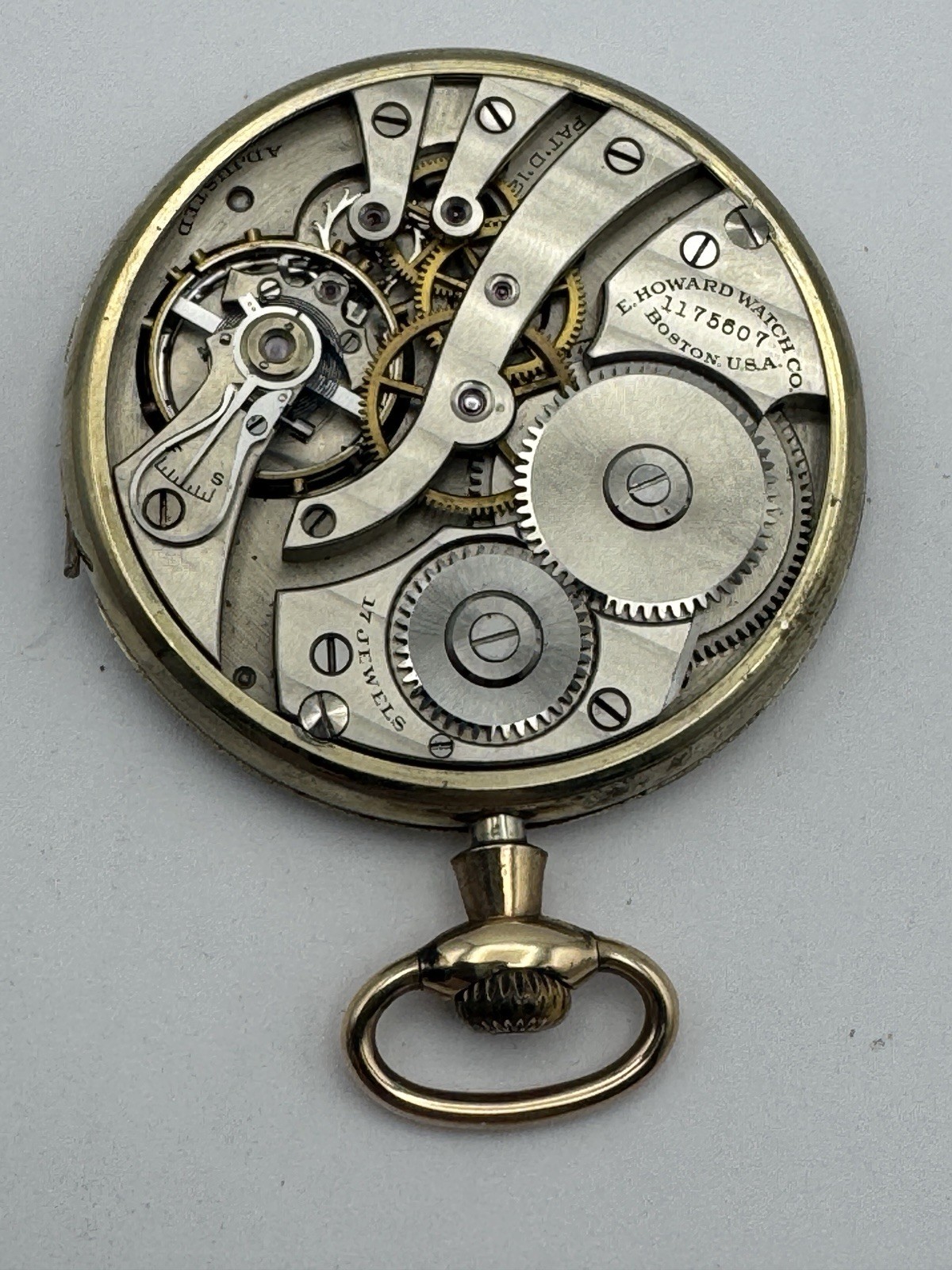 Vintage Howard 12s 17J Series 7 Pocket Watch Movement For Parts Or Repair