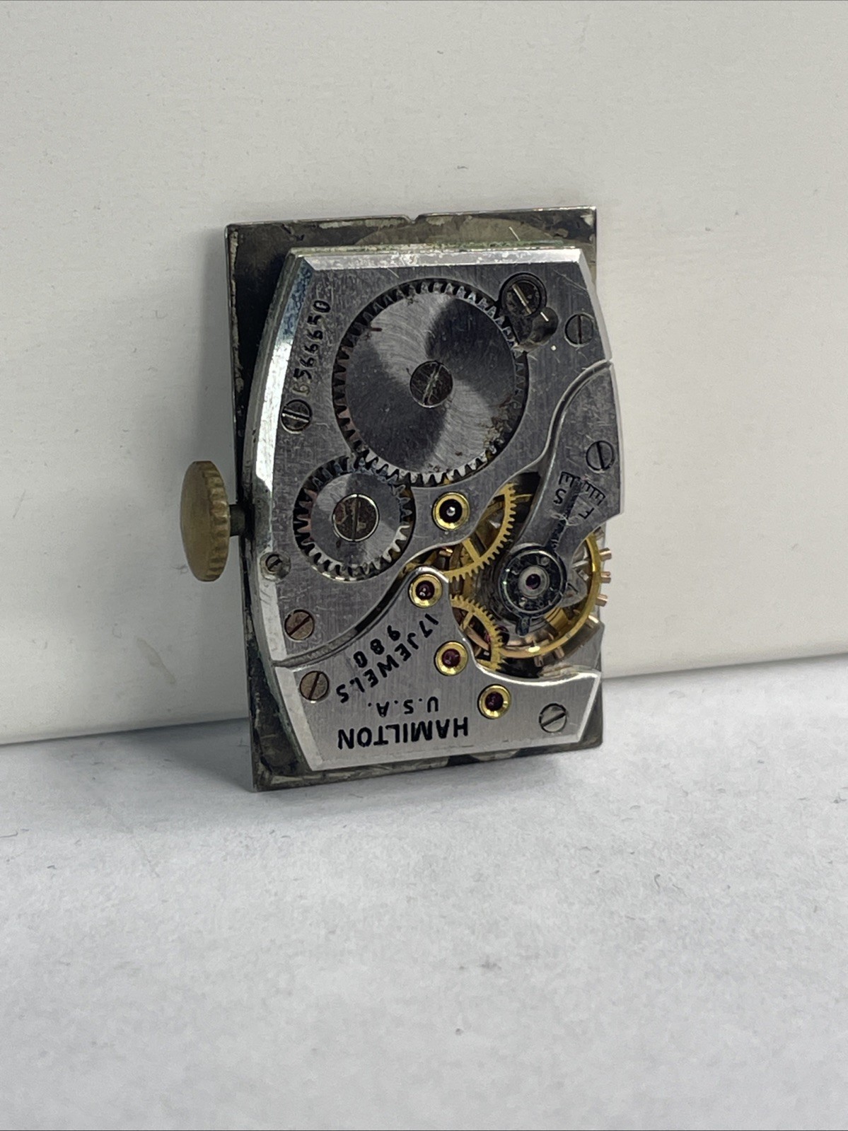 Vintage Hamilton Lord Lancaster Caliber 980 White Diamond Dial Watch Movement