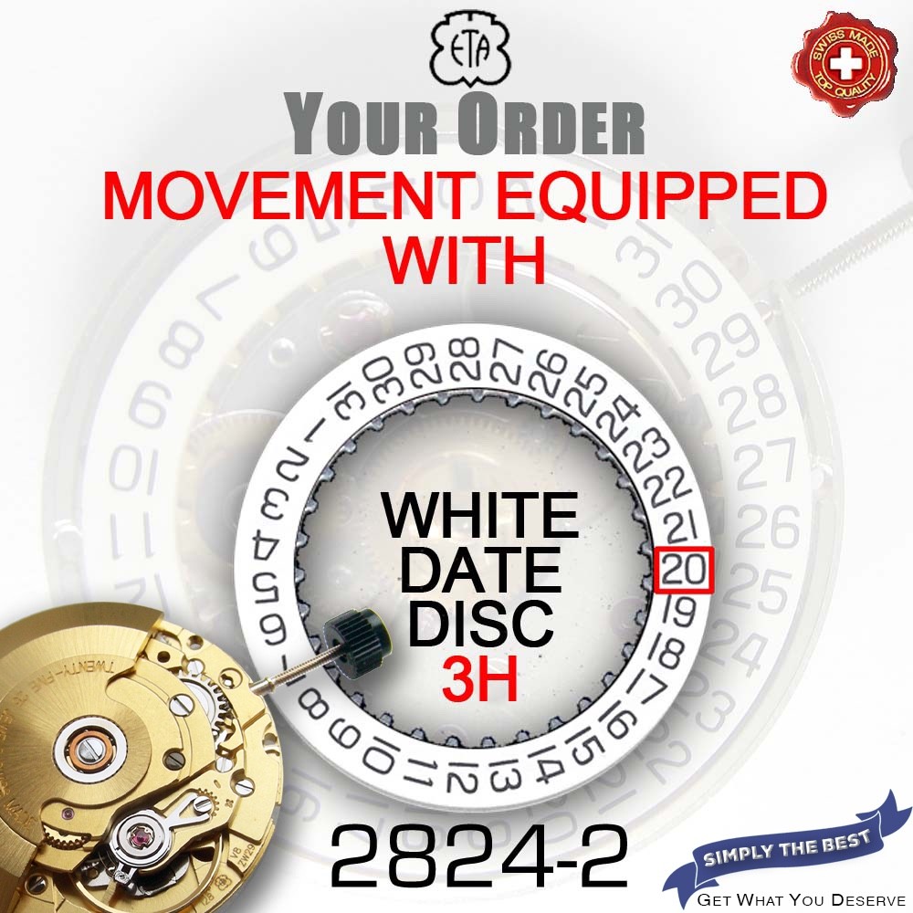 MOVEMENT AUTOMATIC ETA 2824-2 TOP GRADE, GOLD PLATED, 5 DATE VARIATIONS