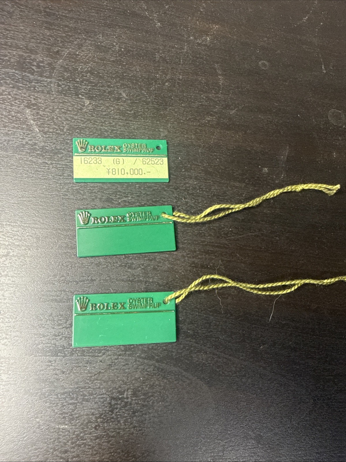Set Of 3 Authentic Rolex Green Serial Hang Tags Datejust Submariner GMT Master