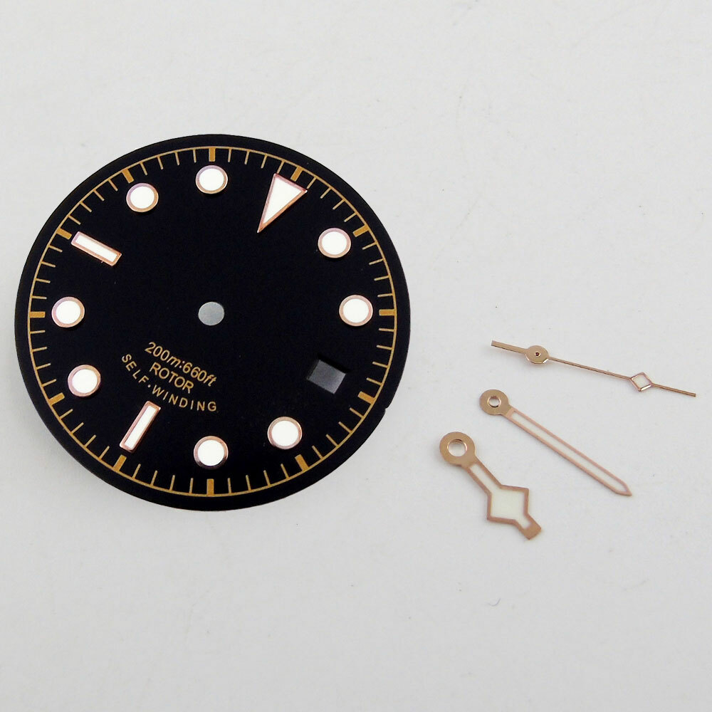 30.4mm Black Watch Dial+Hands Fit For ETA 2824 2836 PT5000 ST2130 Movement Date
