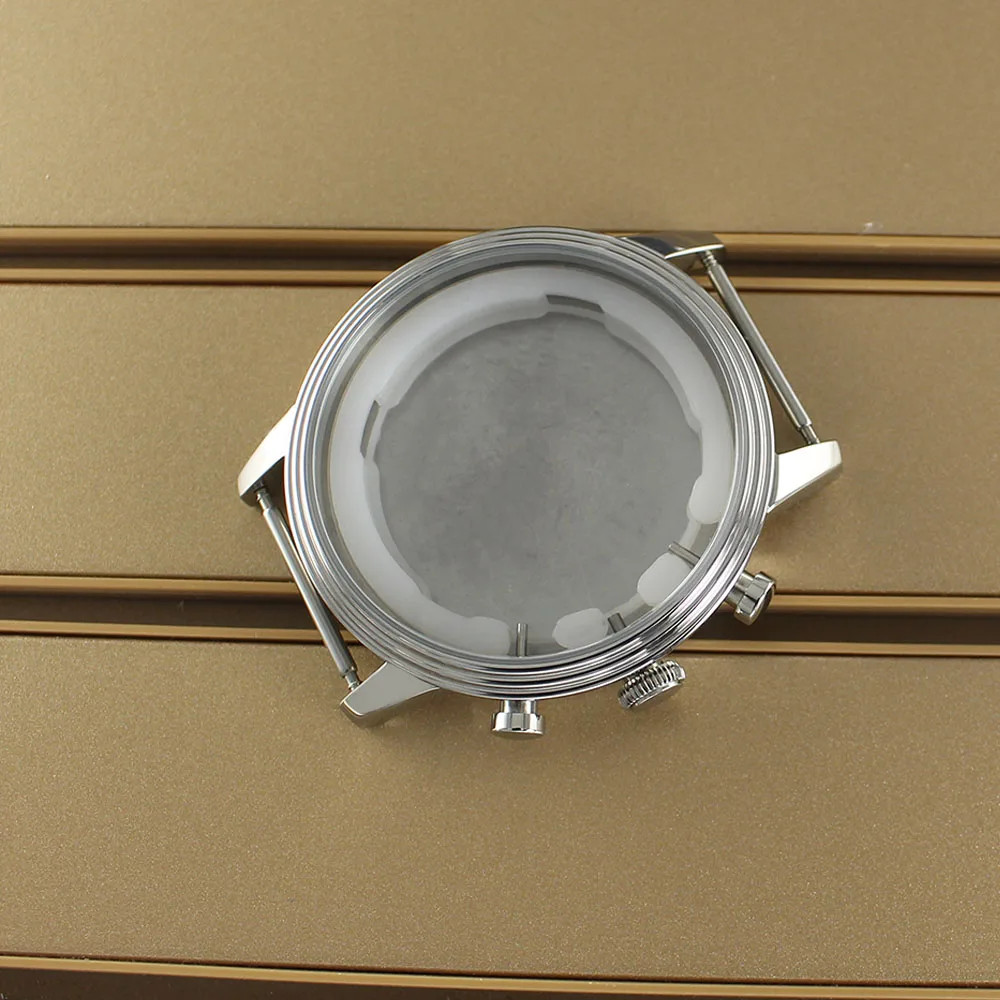 45.4mm Stainless Steel Polished Watch Case Dome glass For Miyota OS21 Movement