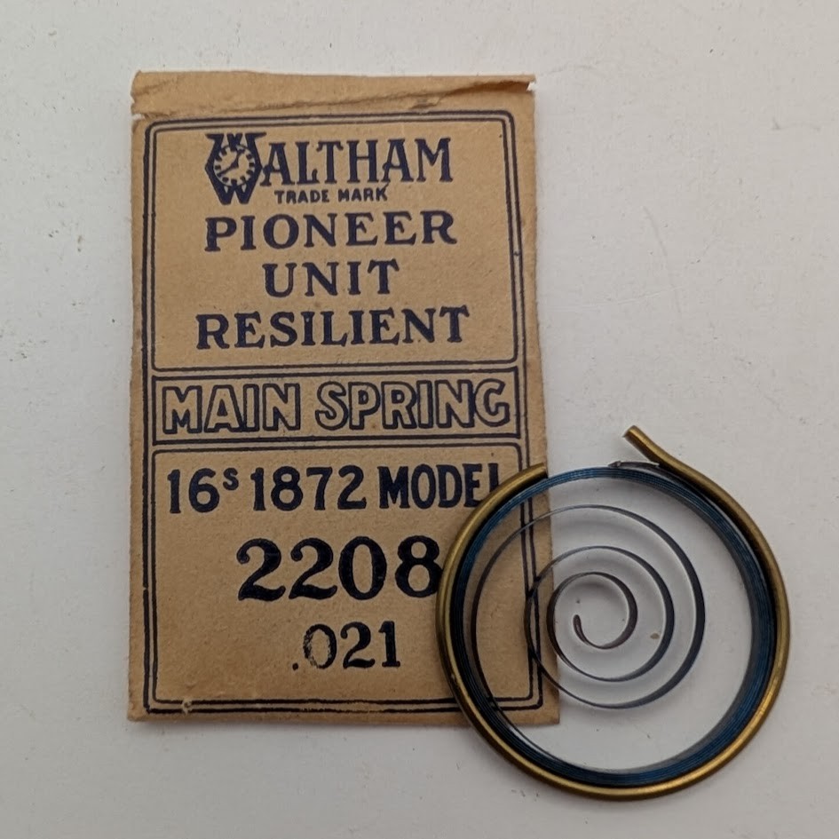 Waltham Pioneer Unit Resilient Mainspring 16s 1872 Model 2208 .021