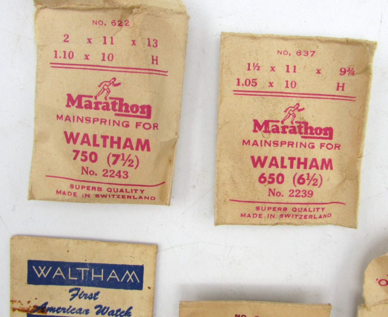 WALTHAM MAINSPRING & WINDING STEM 650 750 678 870 WATCH PARTS OR REPAIR LOT W63