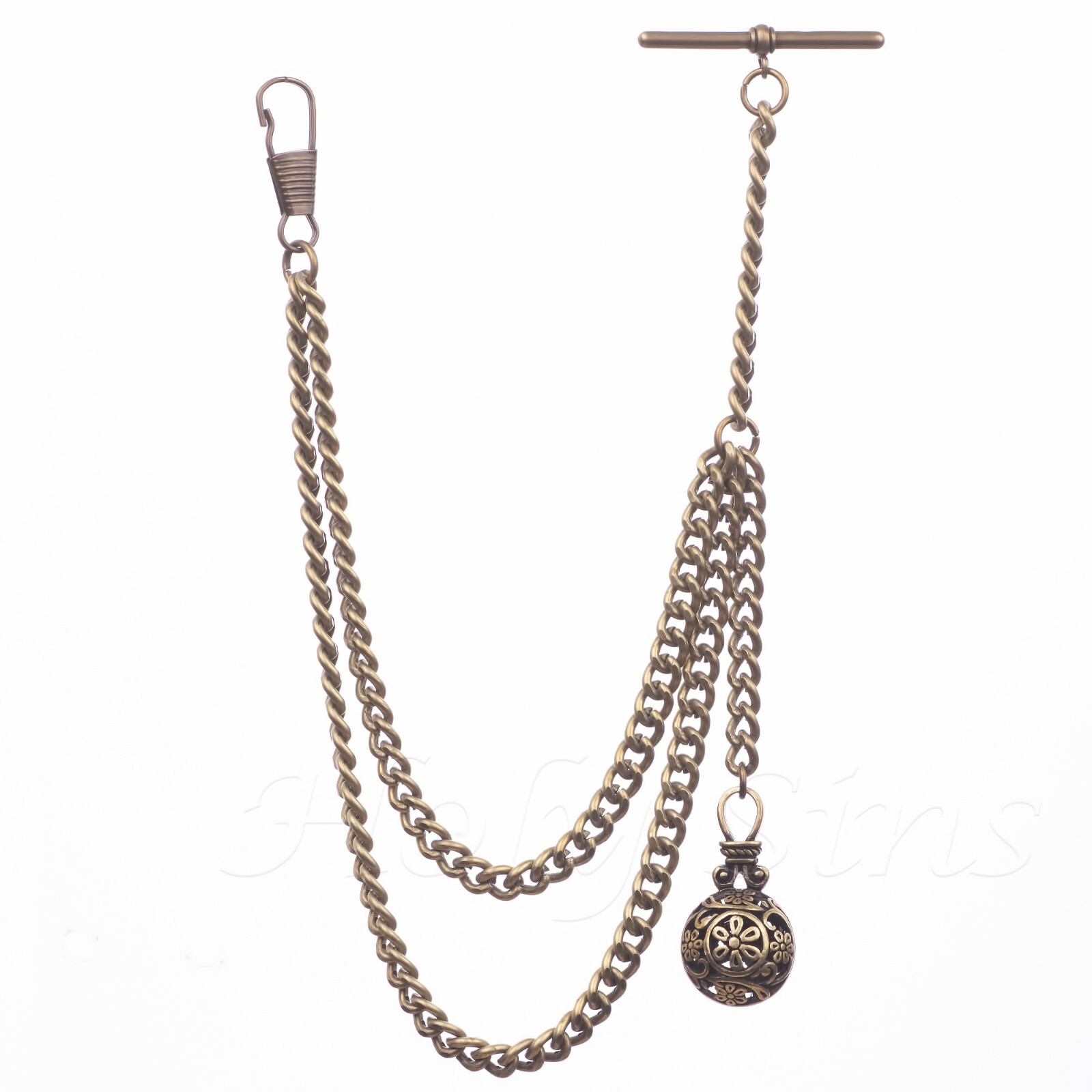 Brand New Bronze Colour Single Albert Pocket Watch Chain With Pendant 189