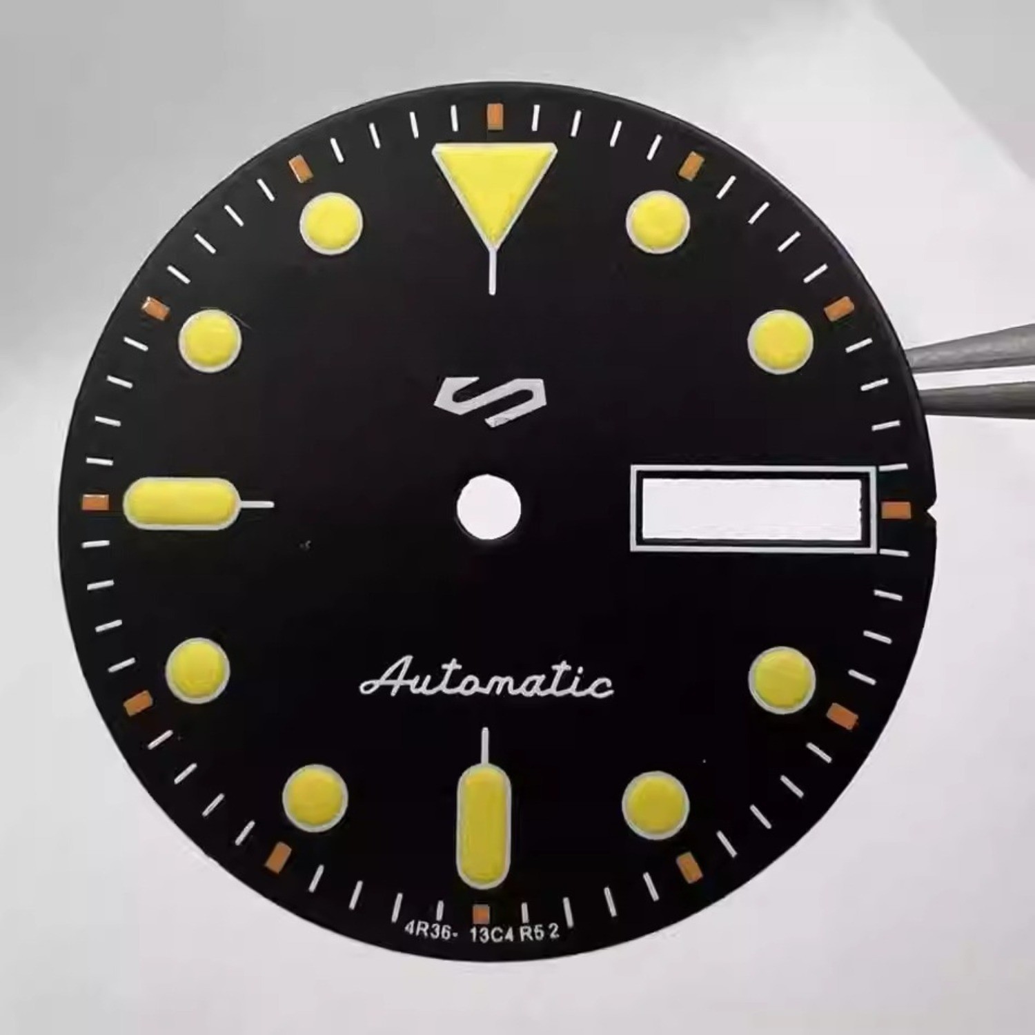 NH35 Dial 28.5mm Retro Printed Orange S -LOGO Green Lume Fit NH35/NH36 Movement