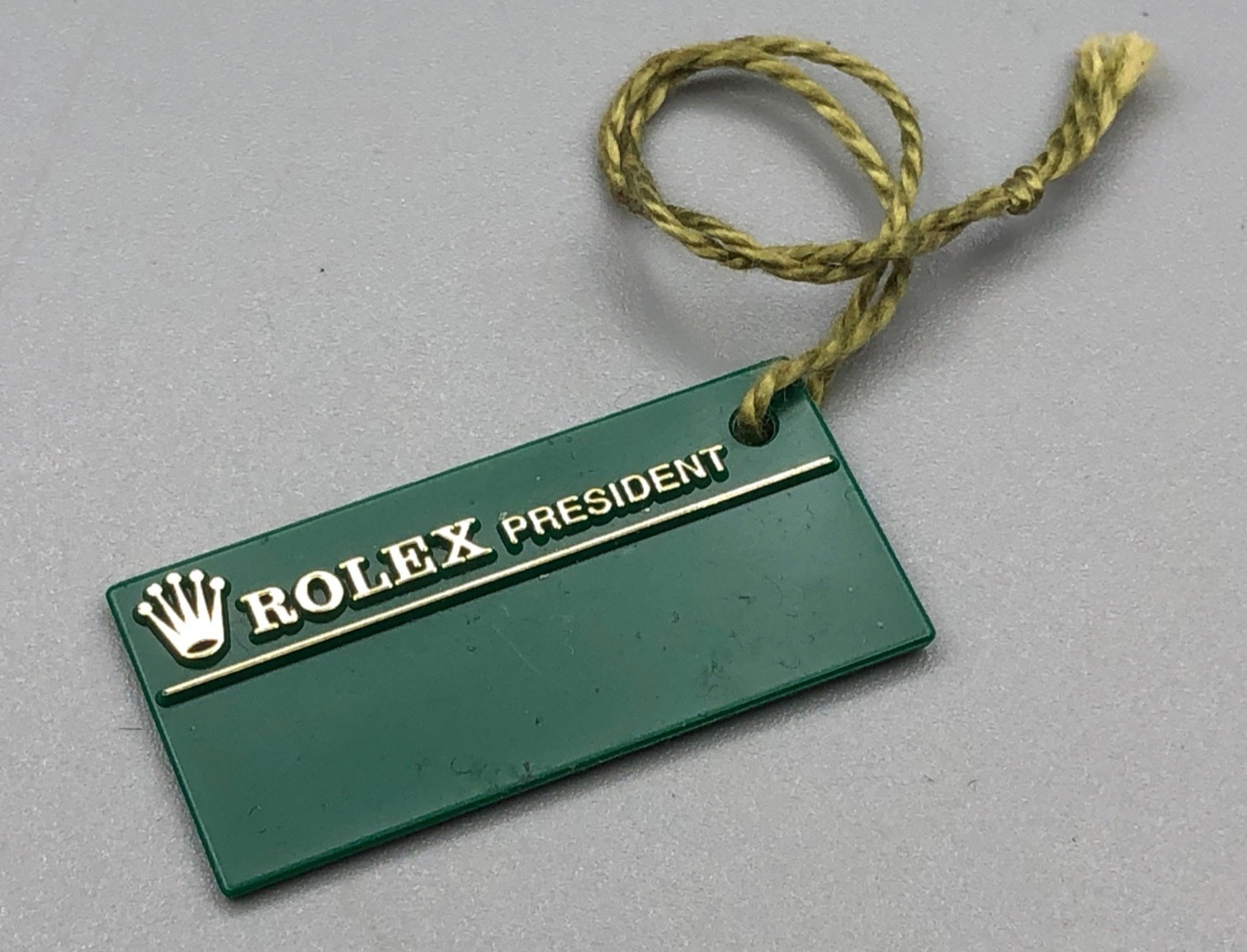 VINTAGE LATE 80s AND 90s 1980s 1990s GENUINE ROLEX PRESIDENT GREEN HANG TAG