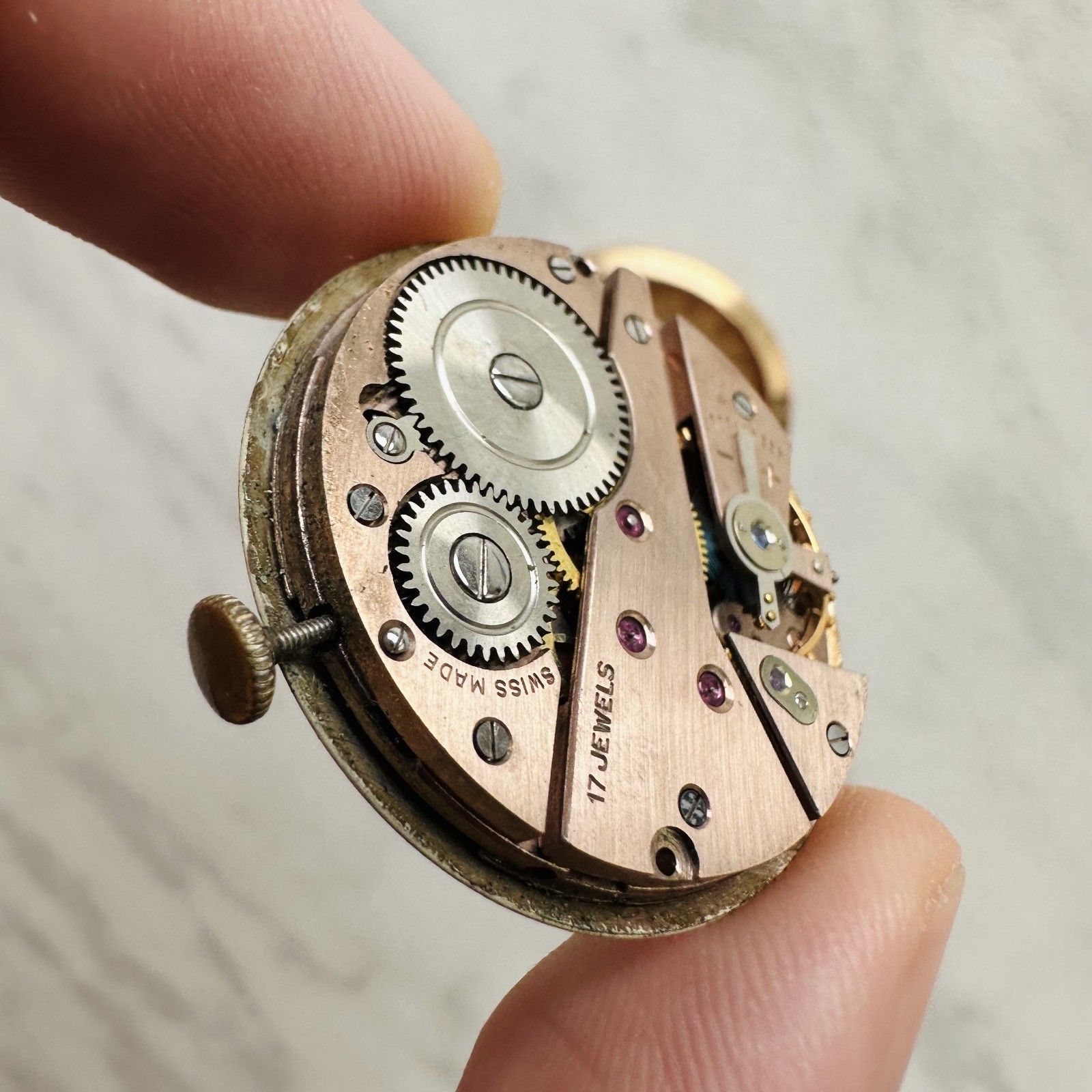 CAMY GENEVA Movement +Dial Repair vtg Swiss Watch Mechanism Classic 17 jewels