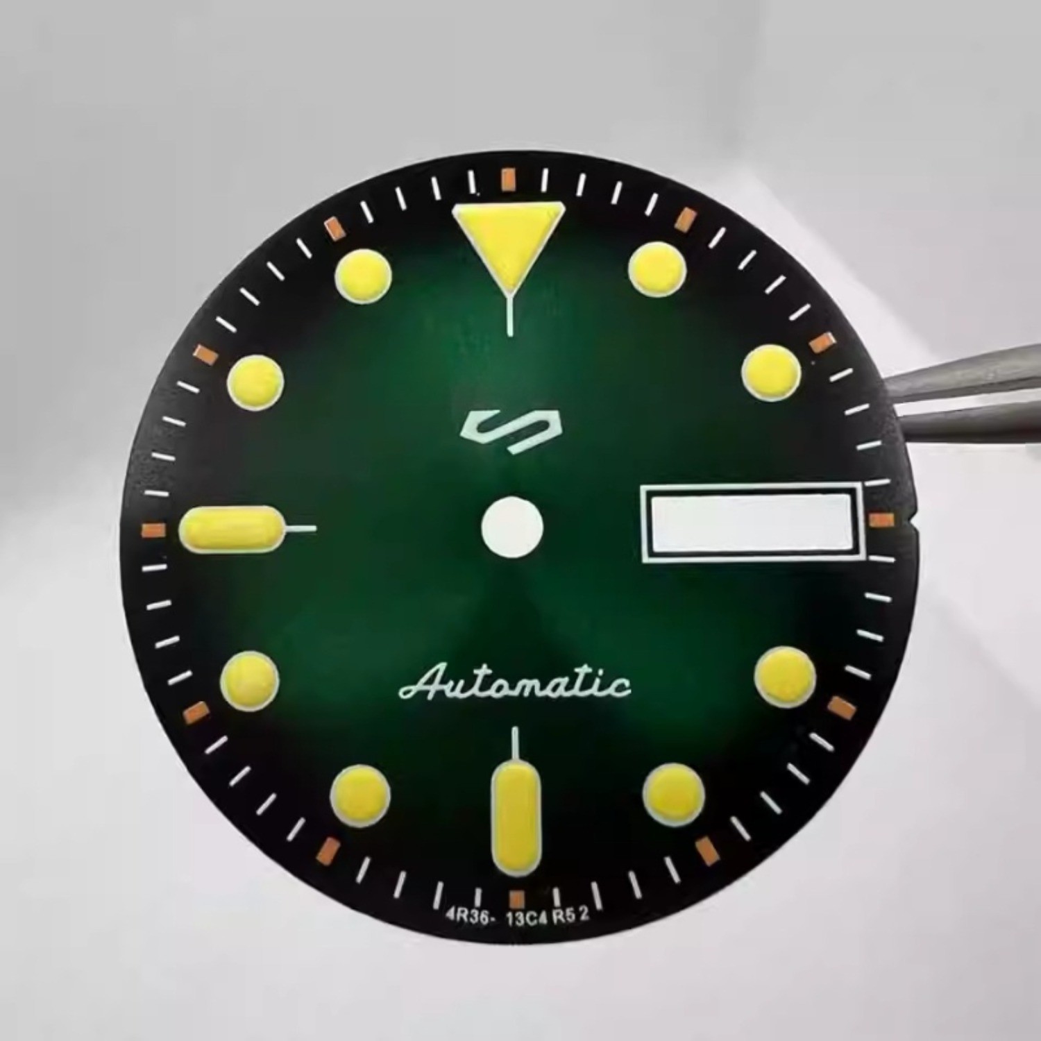 NH35 Dial 28.5mm Retro Printed Orange S -LOGO Green Lume Fit NH35/NH36 Movement