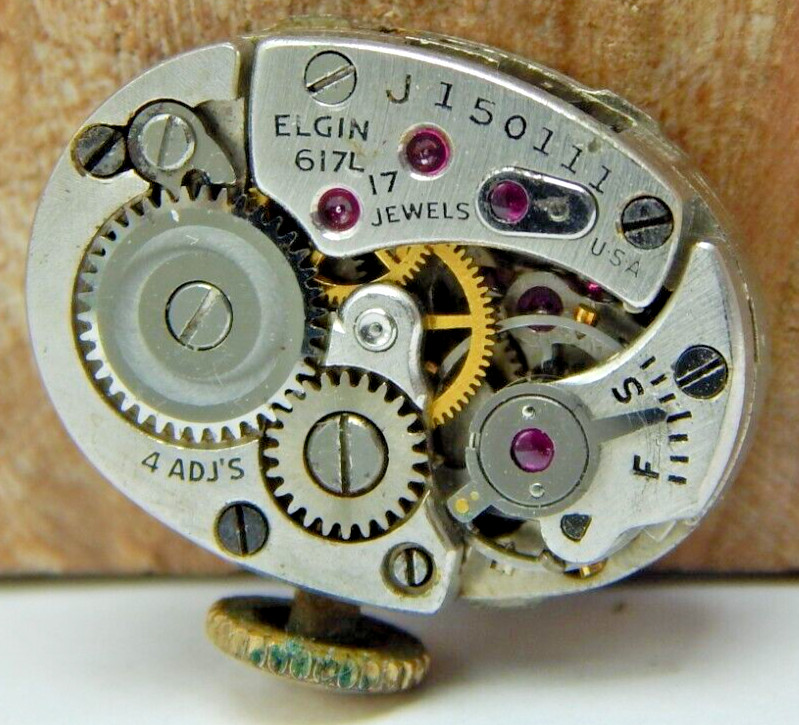 Vintage 1948 Elgin 617 17 jewel 4 Adjustment 21/0s ladies wrist watch movement