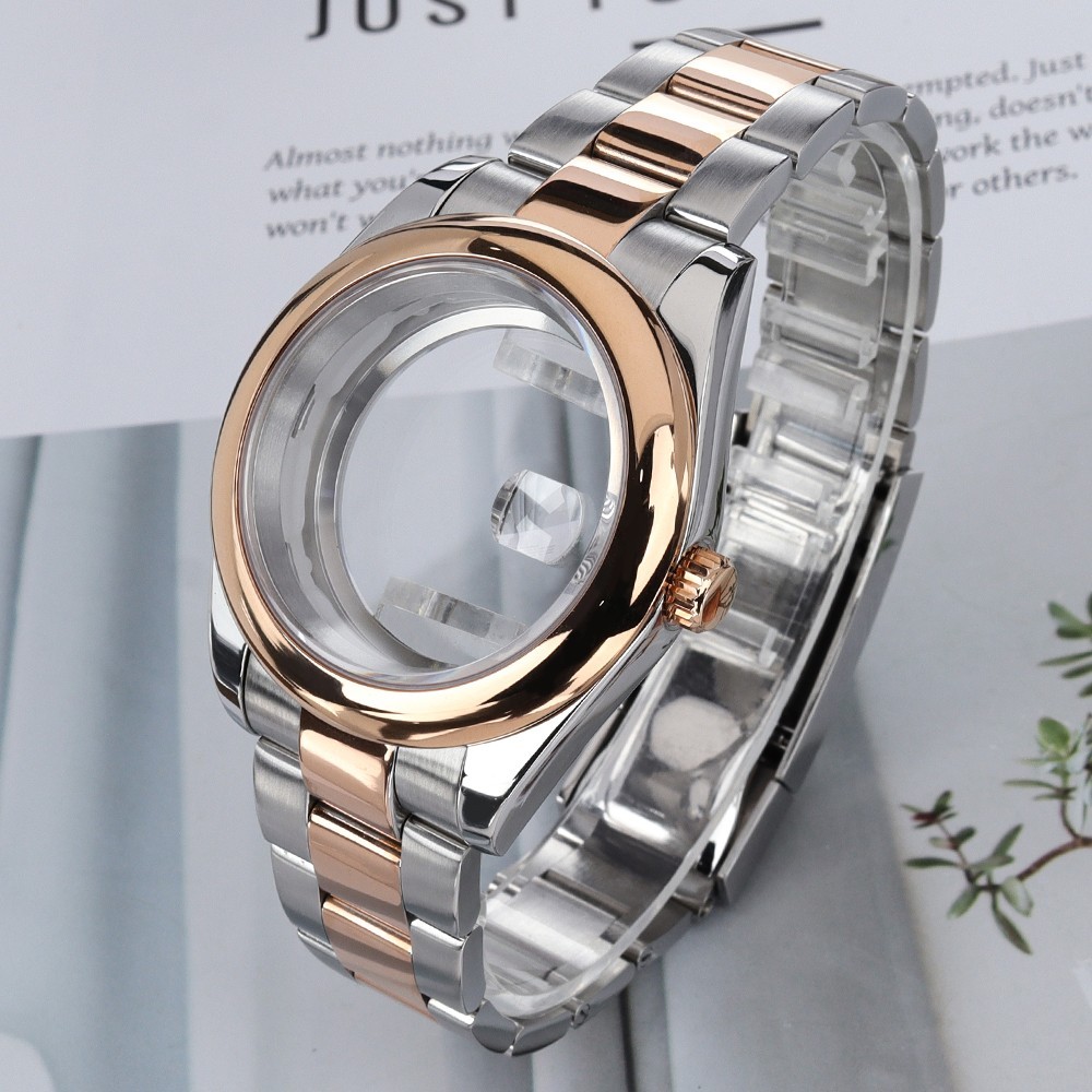 36mm/39mm Oyster Perpetual Watch Cases Bracelet Domed Bezel For Seiko NH35 NH36
