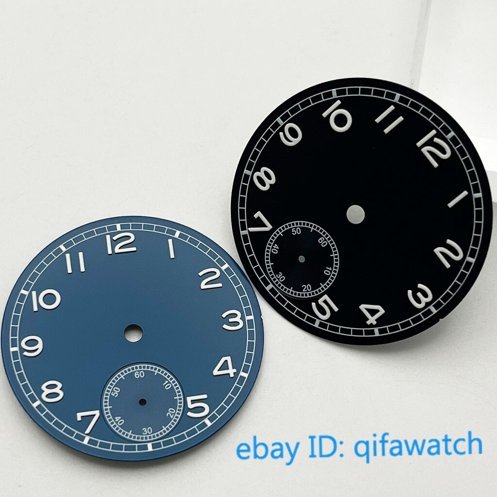37mm sterile Black/blue/white watch Dial luminous Fit ETA 6498 st3621 movement
