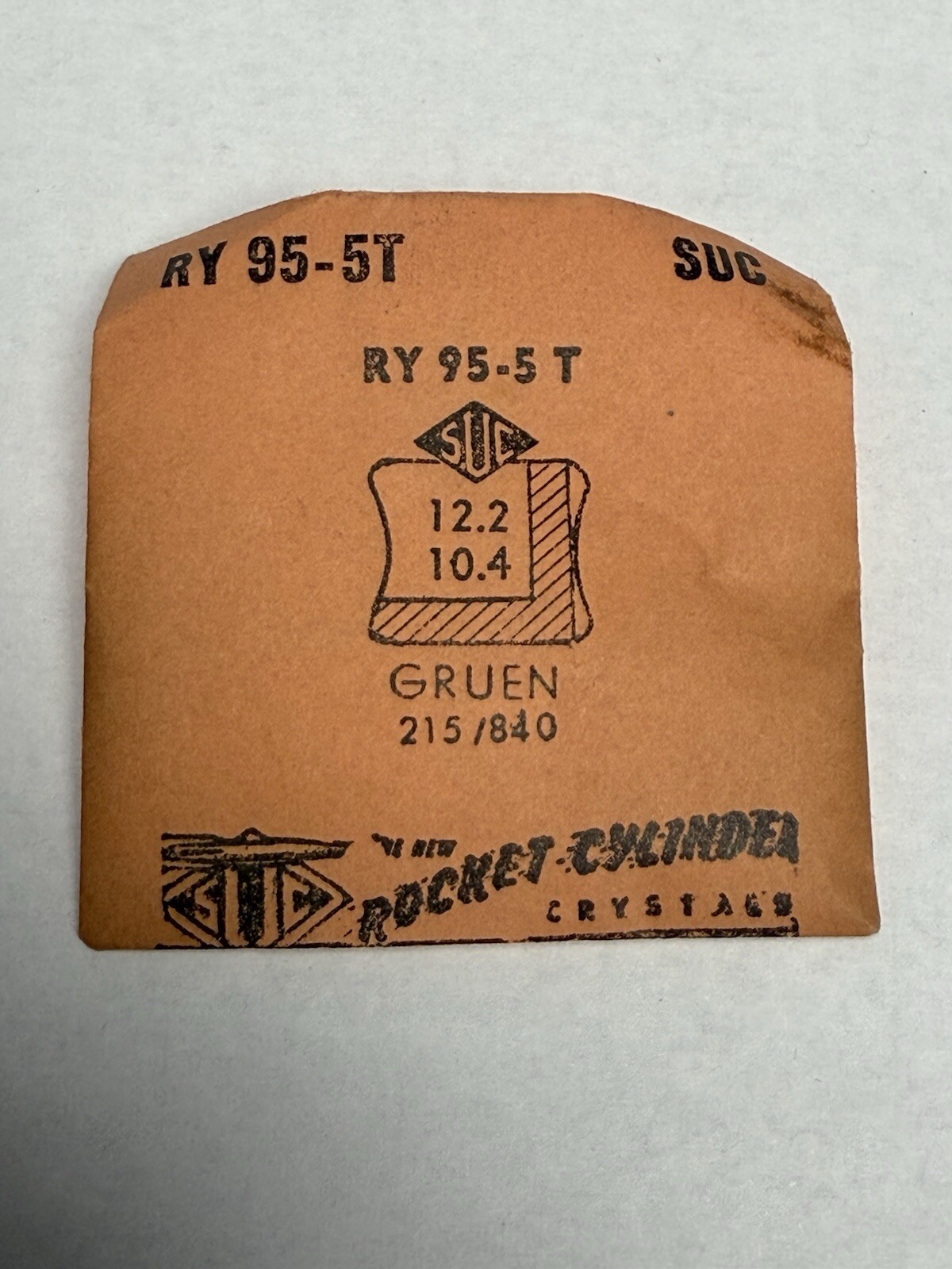 SUC RY95-5T Watch Crystal 12.2×10.4 NOS Part Rocket Cylinder Gruen