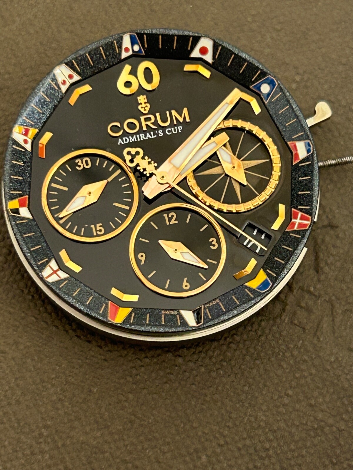 Corum Admiral*s Cup Chronograph Movement ETA 2894 Working need service Black