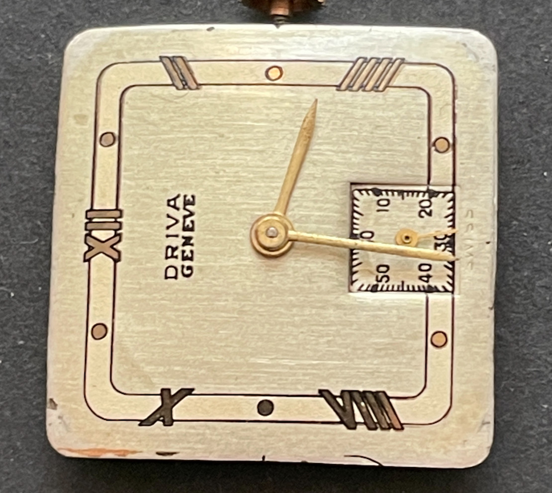 Vintage Driva Geneve Men’s Watch Movement Ticks Good Balance Deco Dial 17j Swiss
