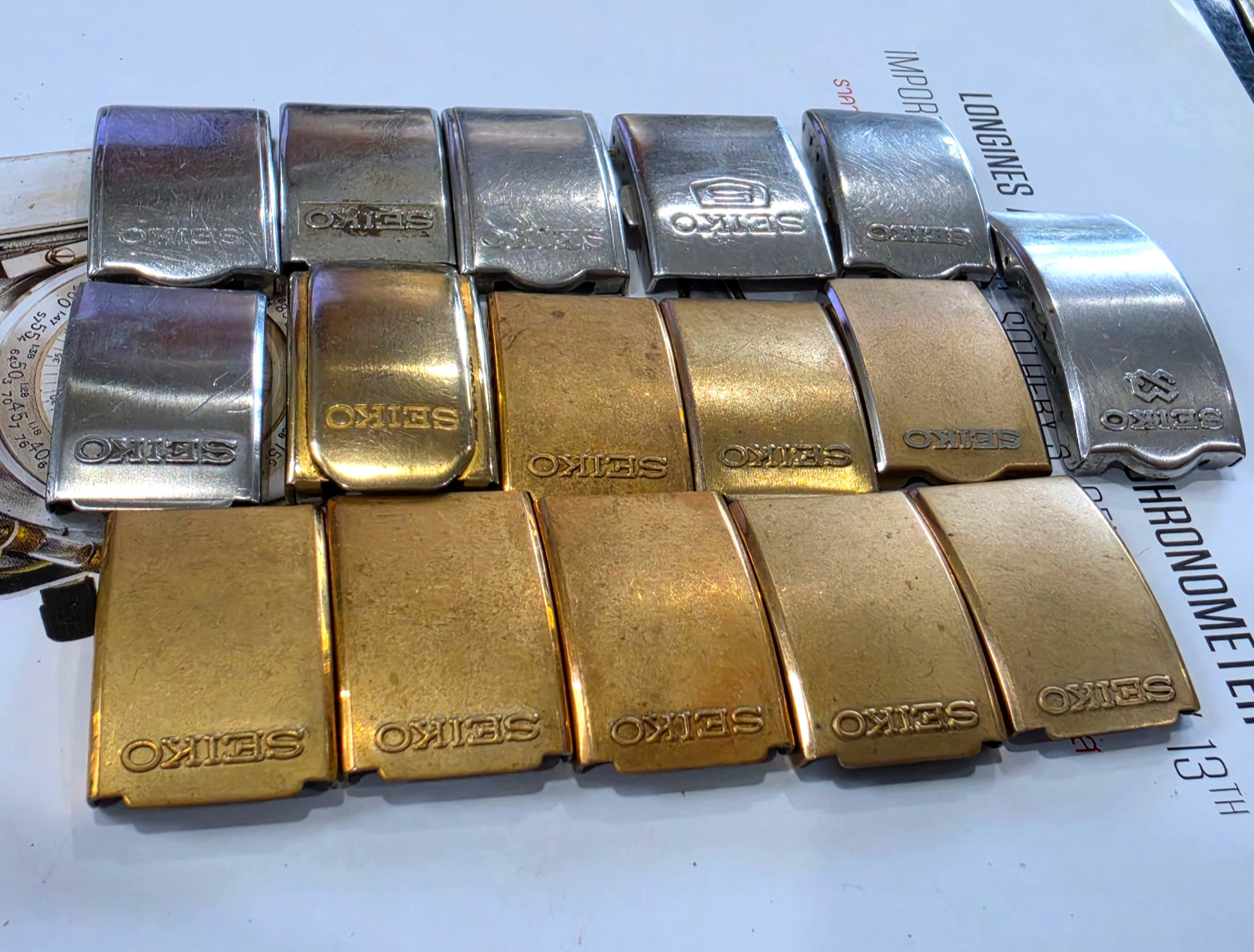 Lot Clasp Vintage Seiko SQ Gold and Silver Stainlesss Steel for parts.