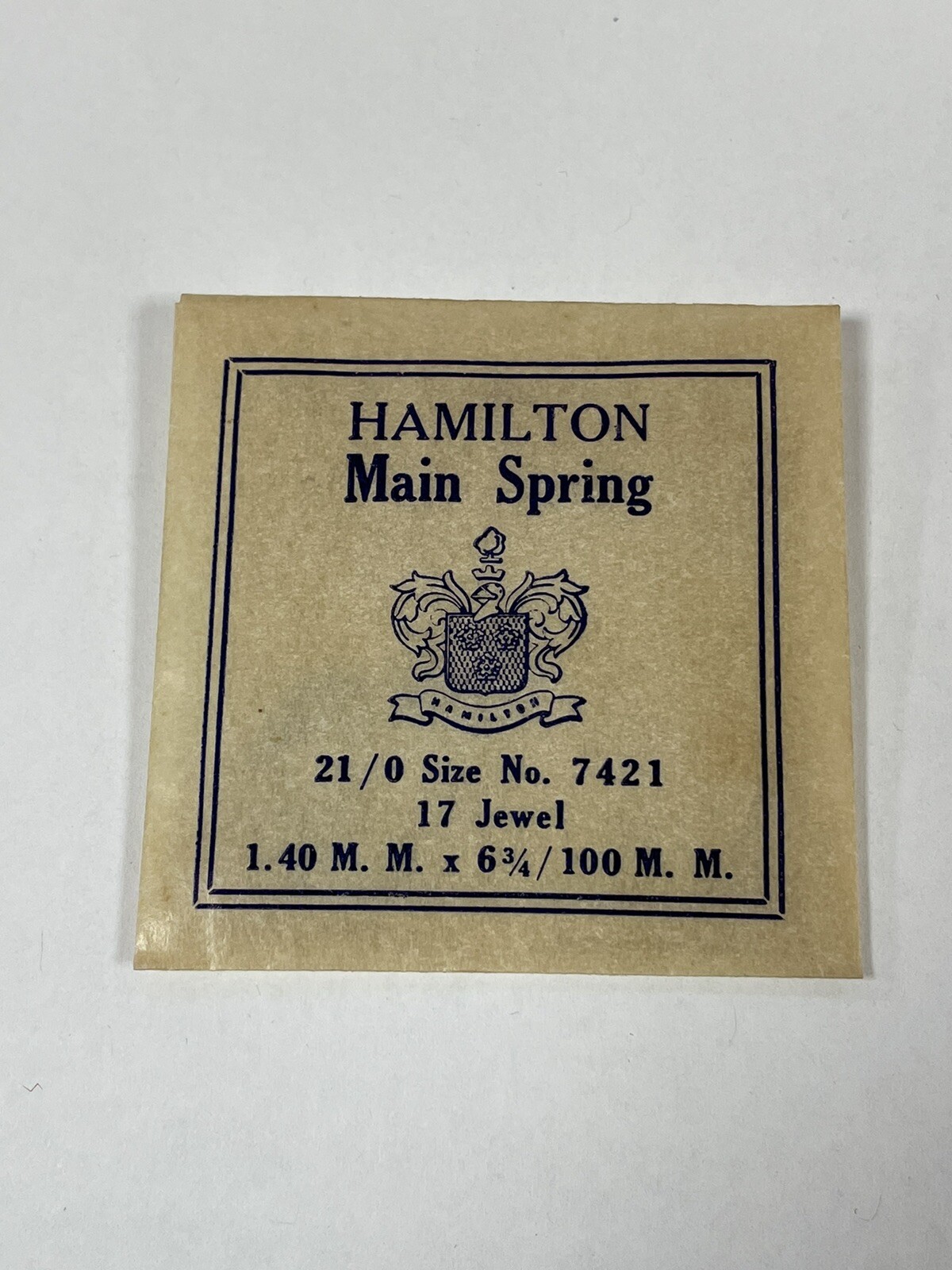 NEW OLD STOCK Hamilton Main Spring 21/0 Size No 7421 Watch Part