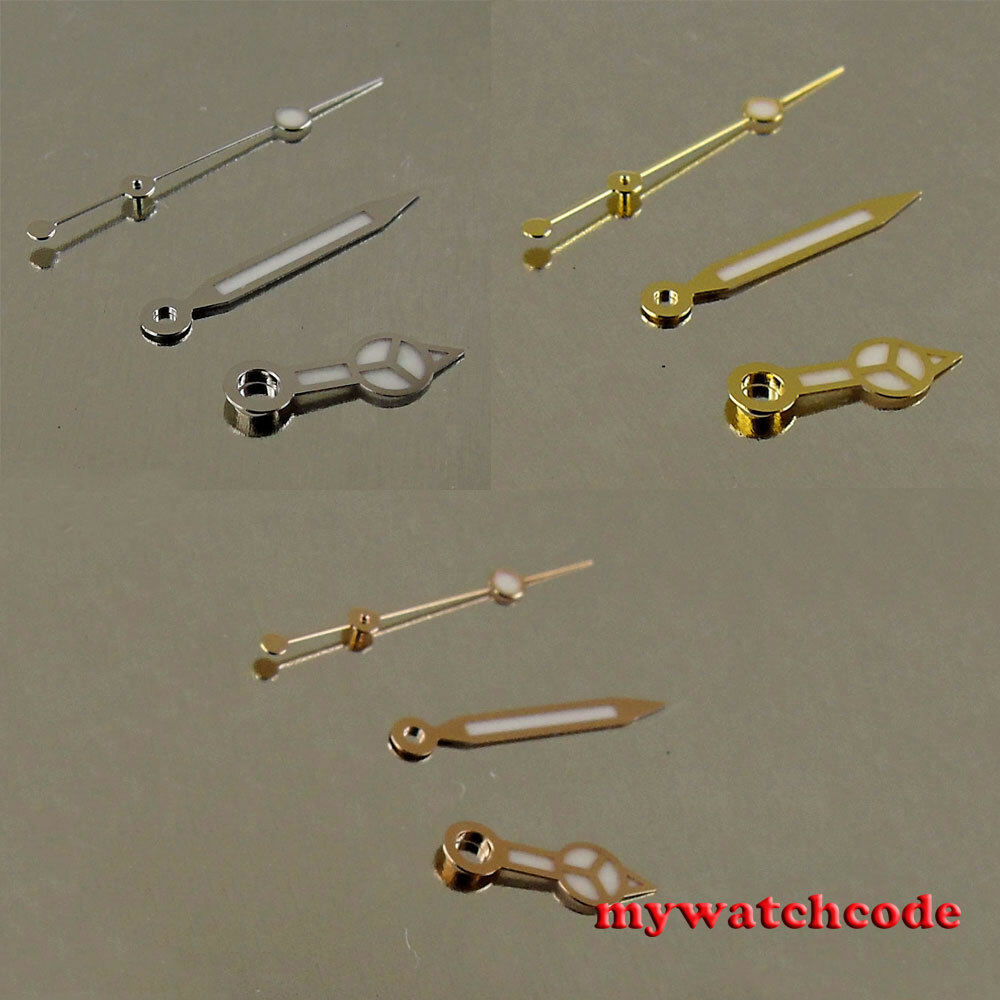 Luminous silver golden edge white watch Hands fit Japan NH35 NH36 movement