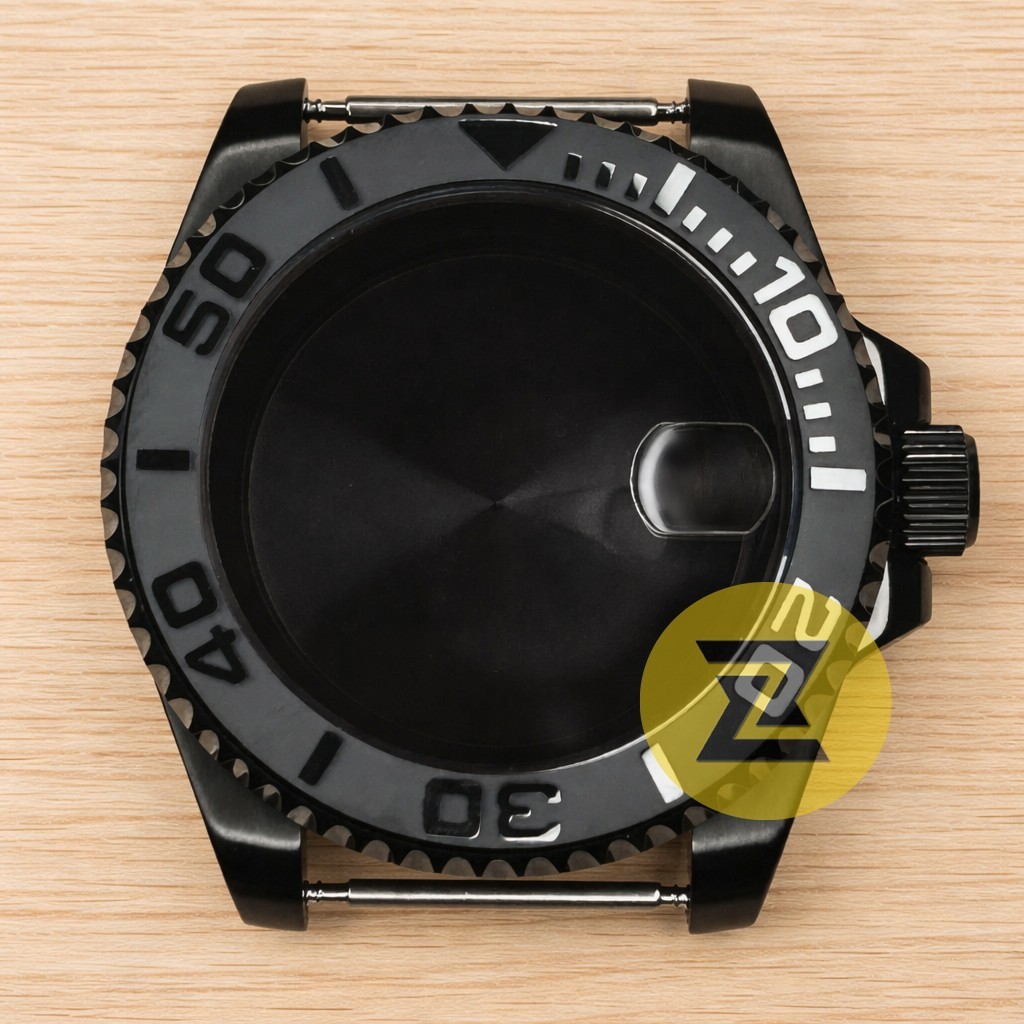 40mm Black PVD Stainless Steel Diver Watch Case Ceramic Bezel NH35 NH36 Mod