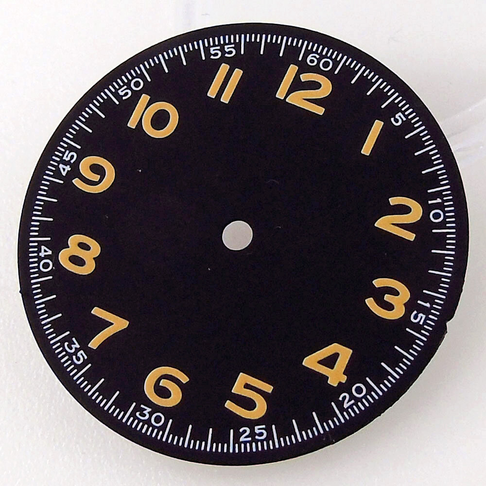 29mm Vintage Black Sterile Dial Face Fit NH35A NH36A Auto Movement Arabic Number
