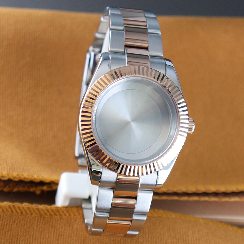 36mm 40mm Couple’s Watch Case Fluted Bezel Date Stainless Strap For NH35 NH36/38