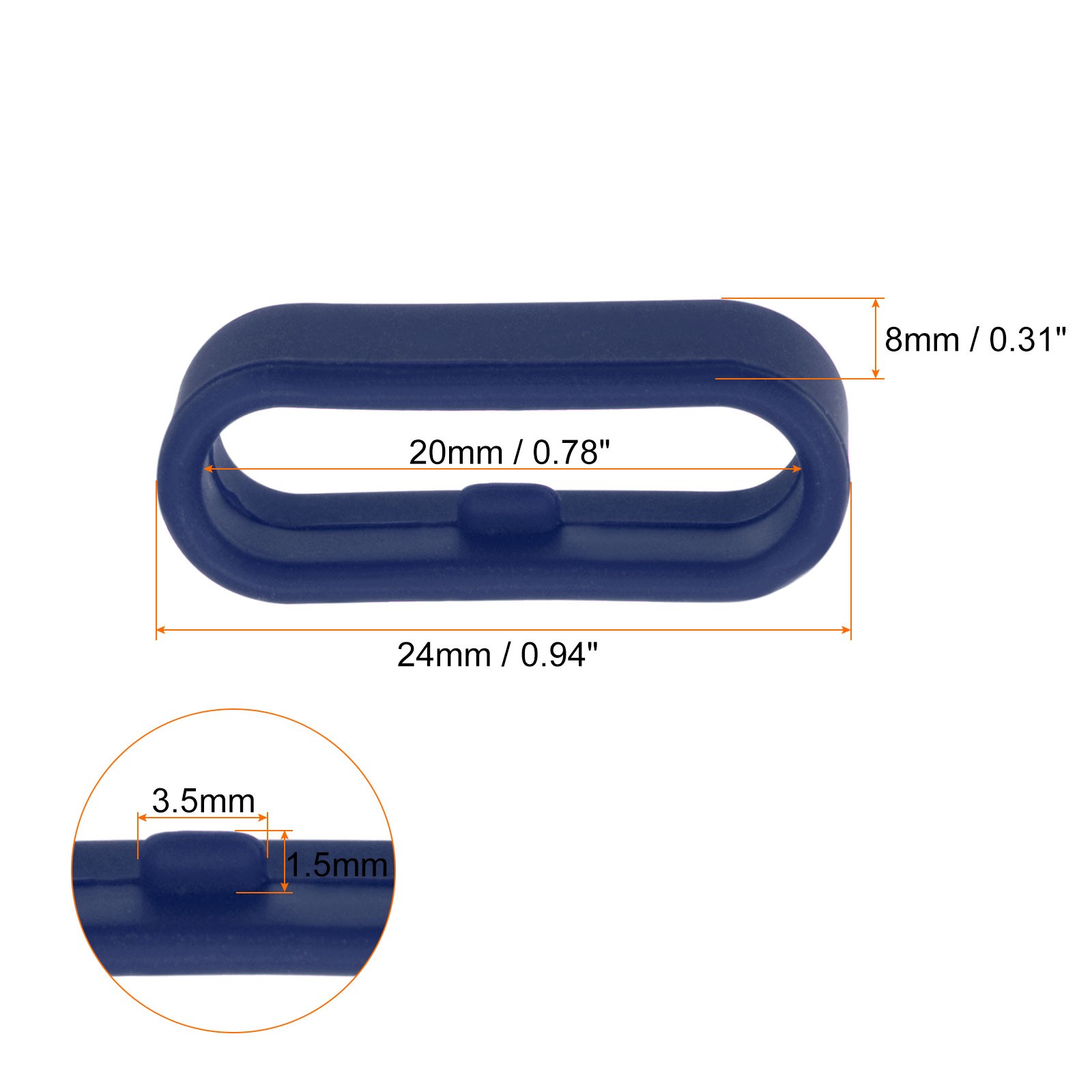 10Pcs Watch Band Strap Loop Silicone Fastener Rings for 20mm Band Midnight Blue