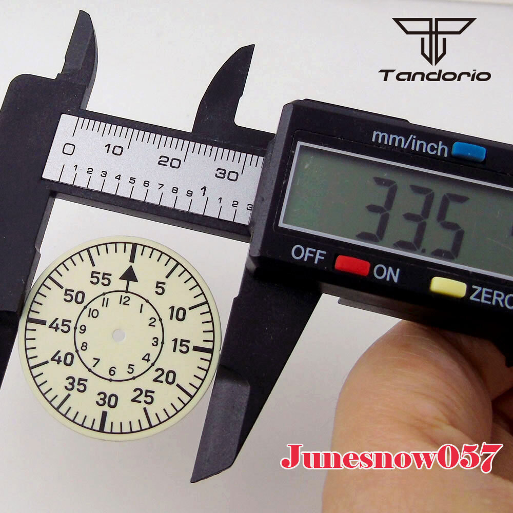 Fit NH35A NH36A SKX SRP ETA2824 PT 33.5MM Luminous White Watch Dial Black Hands
