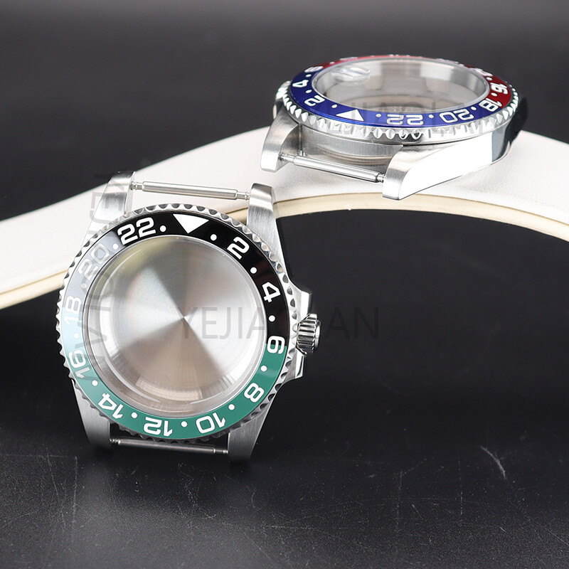 40mm Brushed Watch Cases GMT Ceramic Bezel For Seiko Nh35 Nh36 Eta 2824 Movement